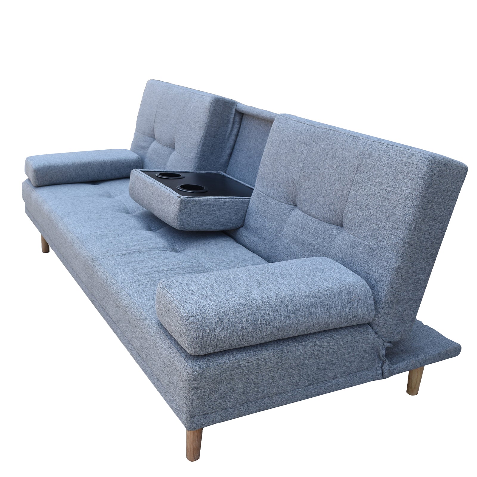 Casa Decor Mendoza 2 in 1 Sofa Bed Couch Grey Pull Down Cupholder 3