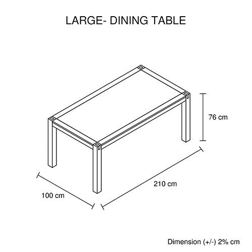 Dining Table 210cm Large Size with Solid Acacia  Wooden Base in