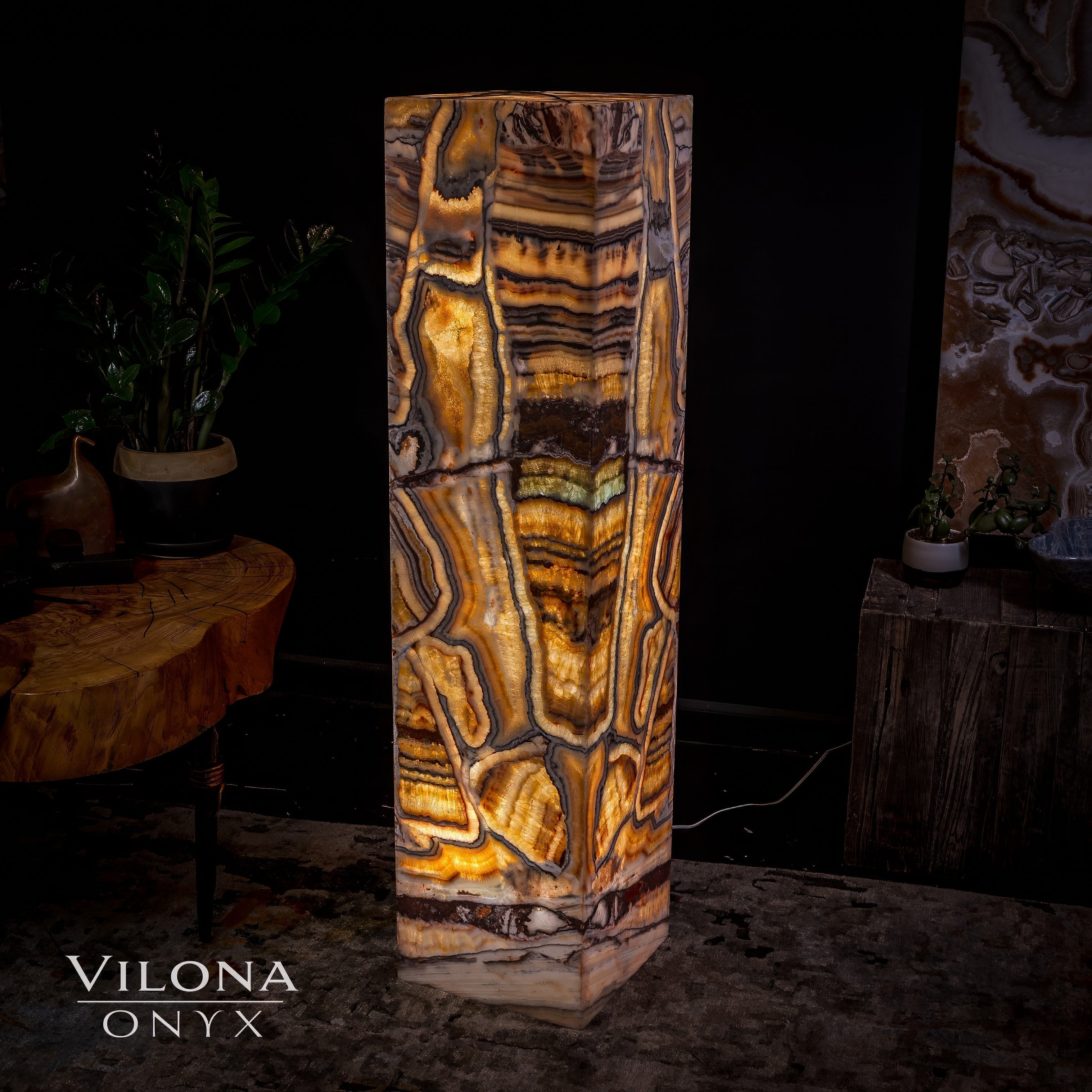 Aqua Onyx Floor Lamp - Medium - 49"H x 12"W - Square - #2