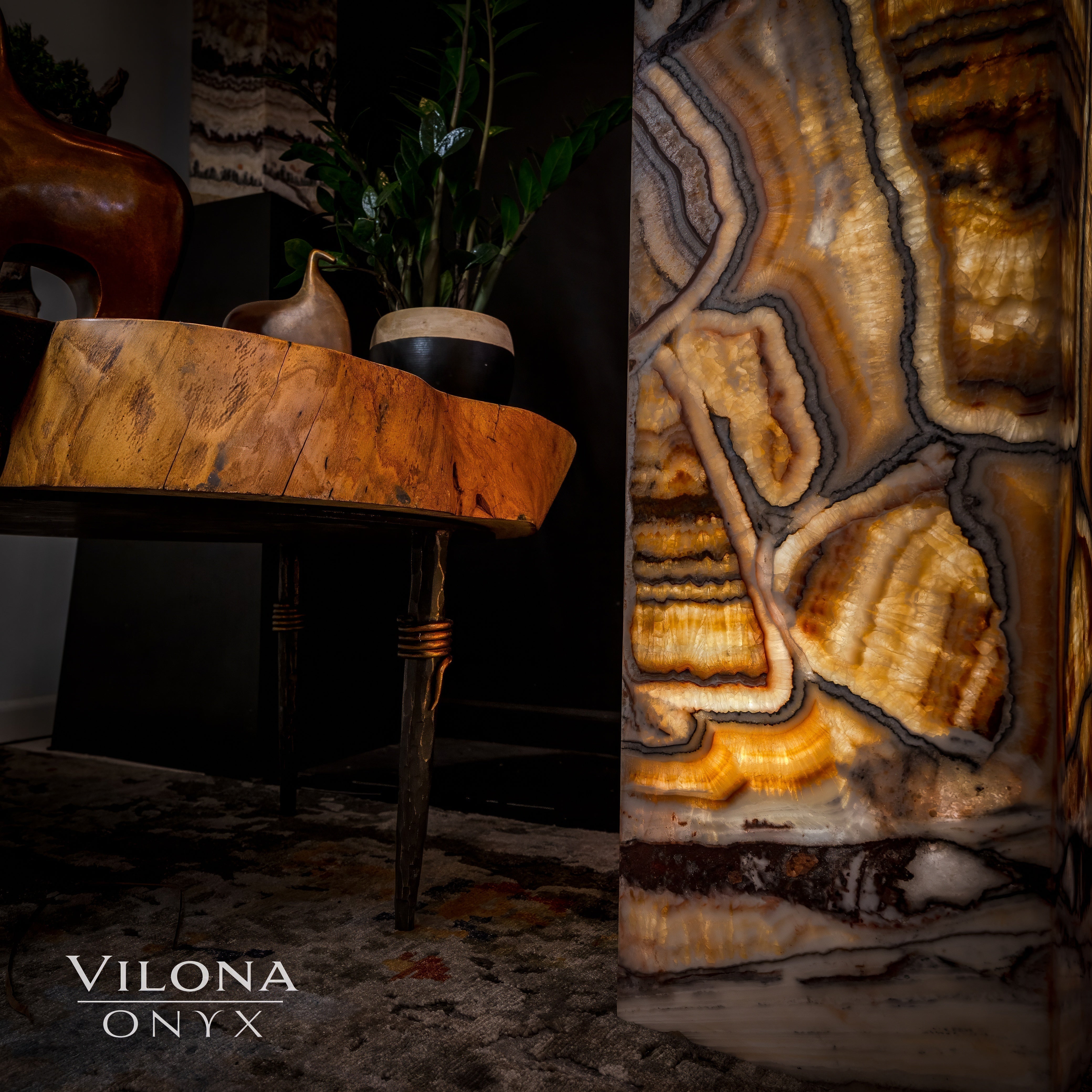 Aqua Onyx Floor Lamp - Medium - 49"H x 12"W - Square - #2