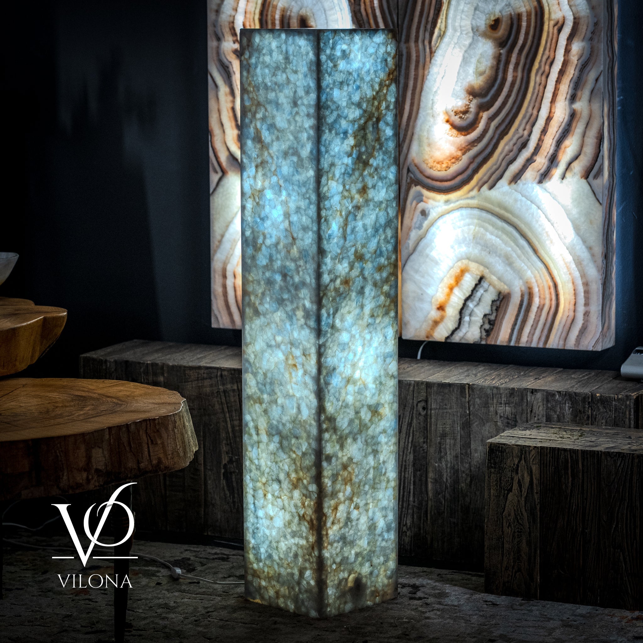 Arctic Onyx Floor Lamp - Medium - 51.5"H x 10"W - Square - #2