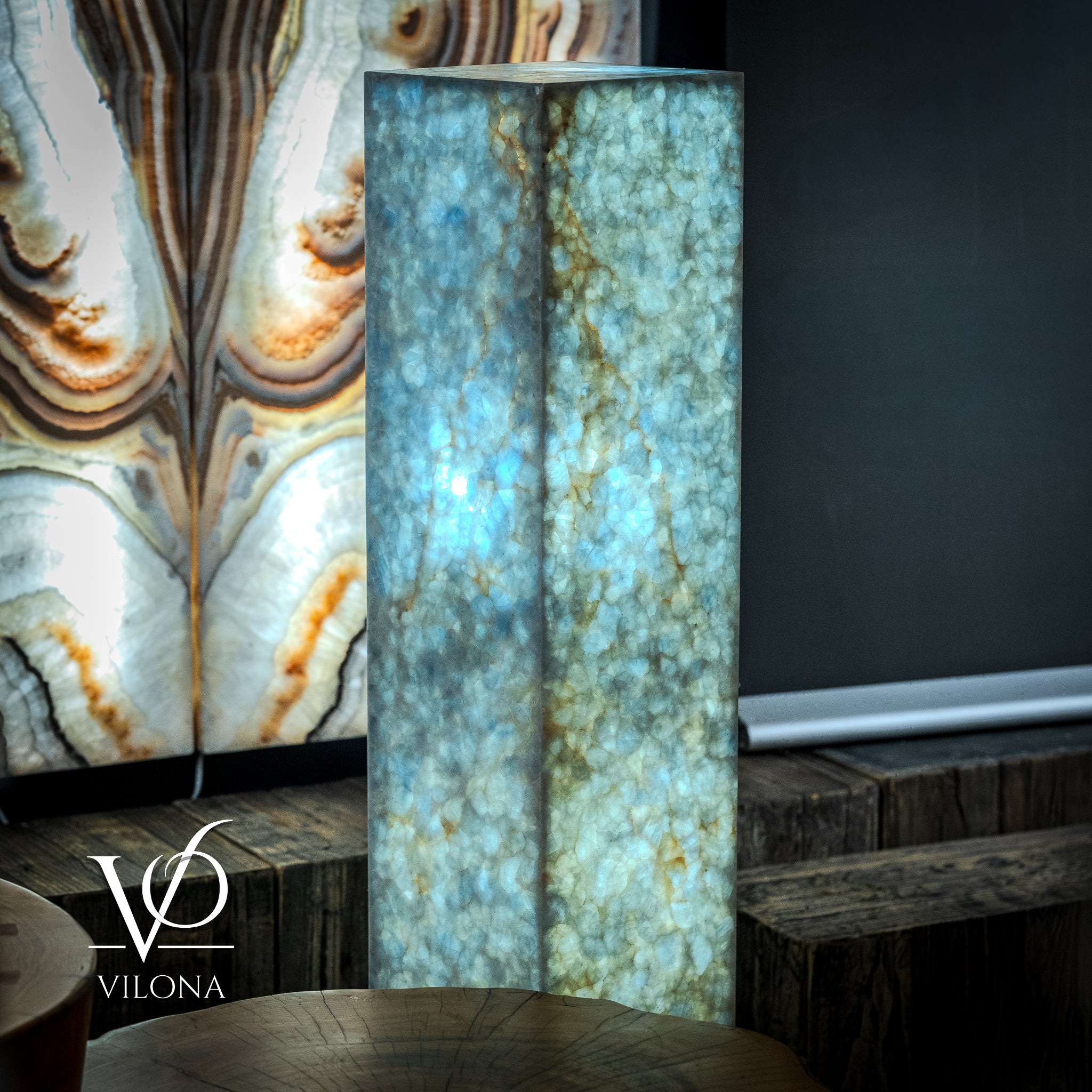 Arctic Onyx Floor Lamp - Medium - 51.5"H x 10"W - Square - #2