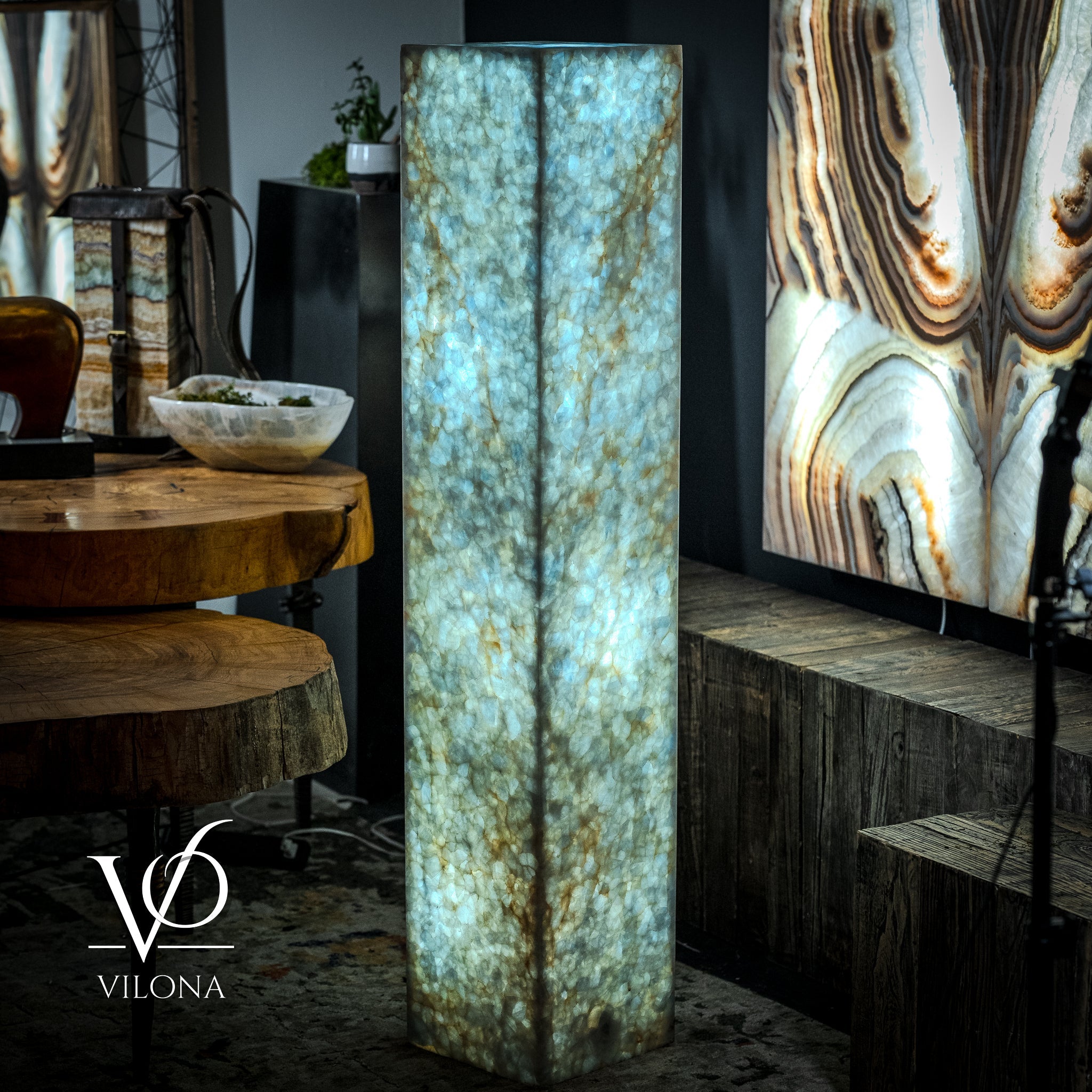 Arctic Onyx Floor Lamp - Medium - 51.5"H x 10"W - Square - #2