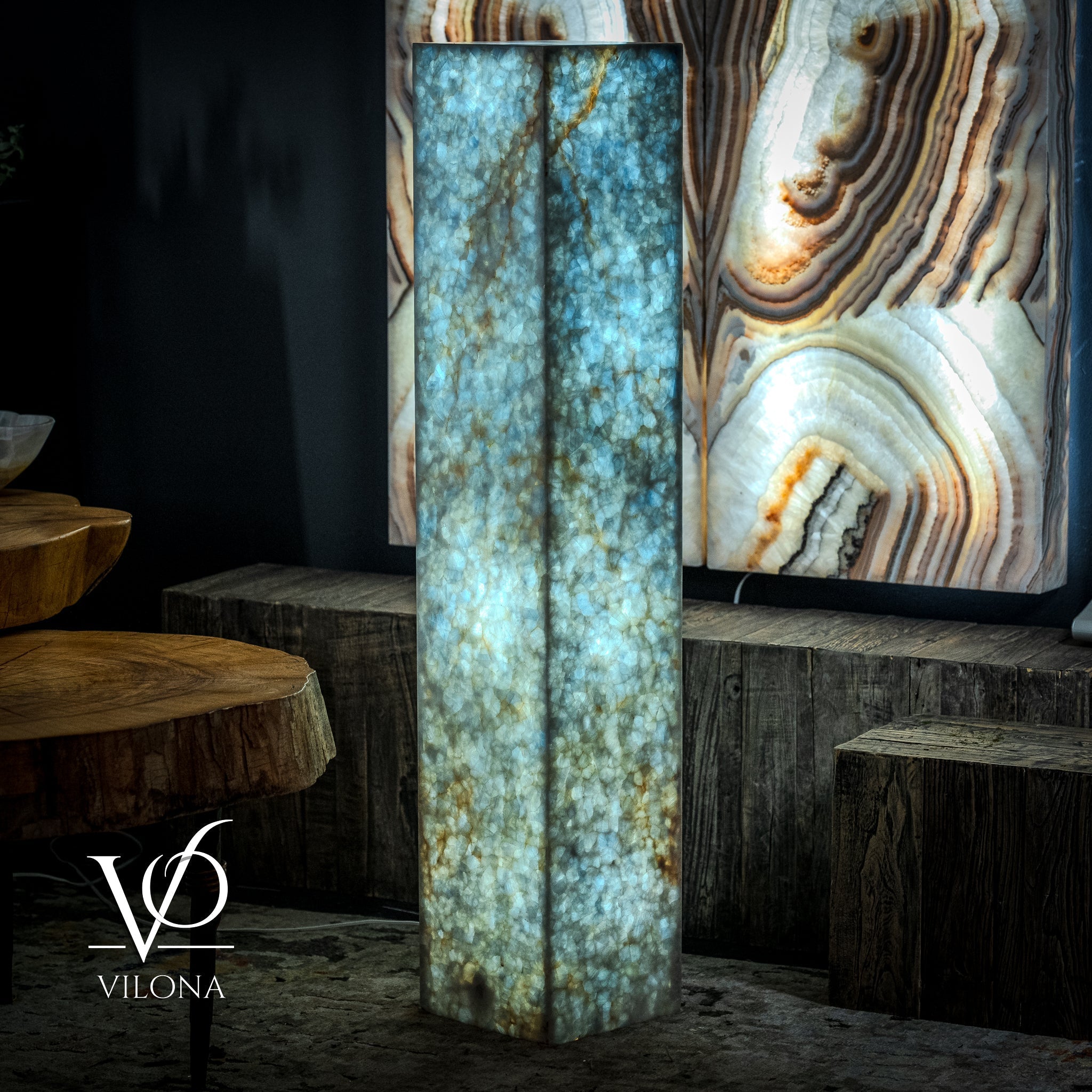 Arctic Onyx Floor Lamp - Medium - 51.5"H x 10"W - Square - #2