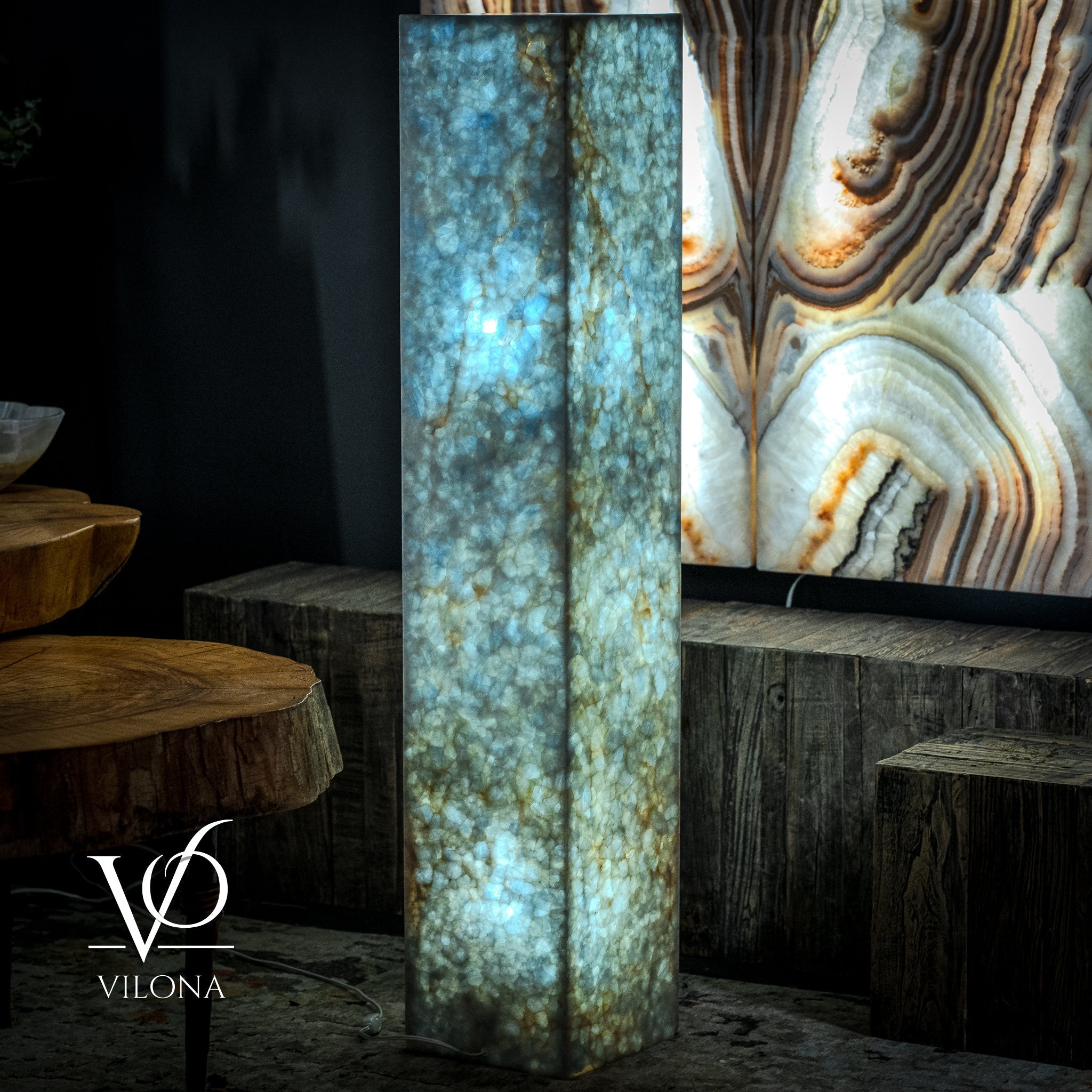 Arctic Onyx Floor Lamp - Medium - 51.5"H x 10"W - Square - #2