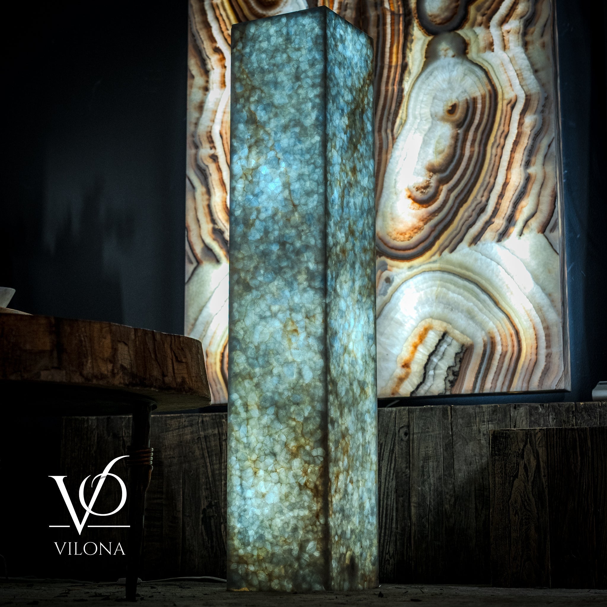 Arctic Onyx Floor Lamp - Medium - 51.5"H x 10"W - Square - #2