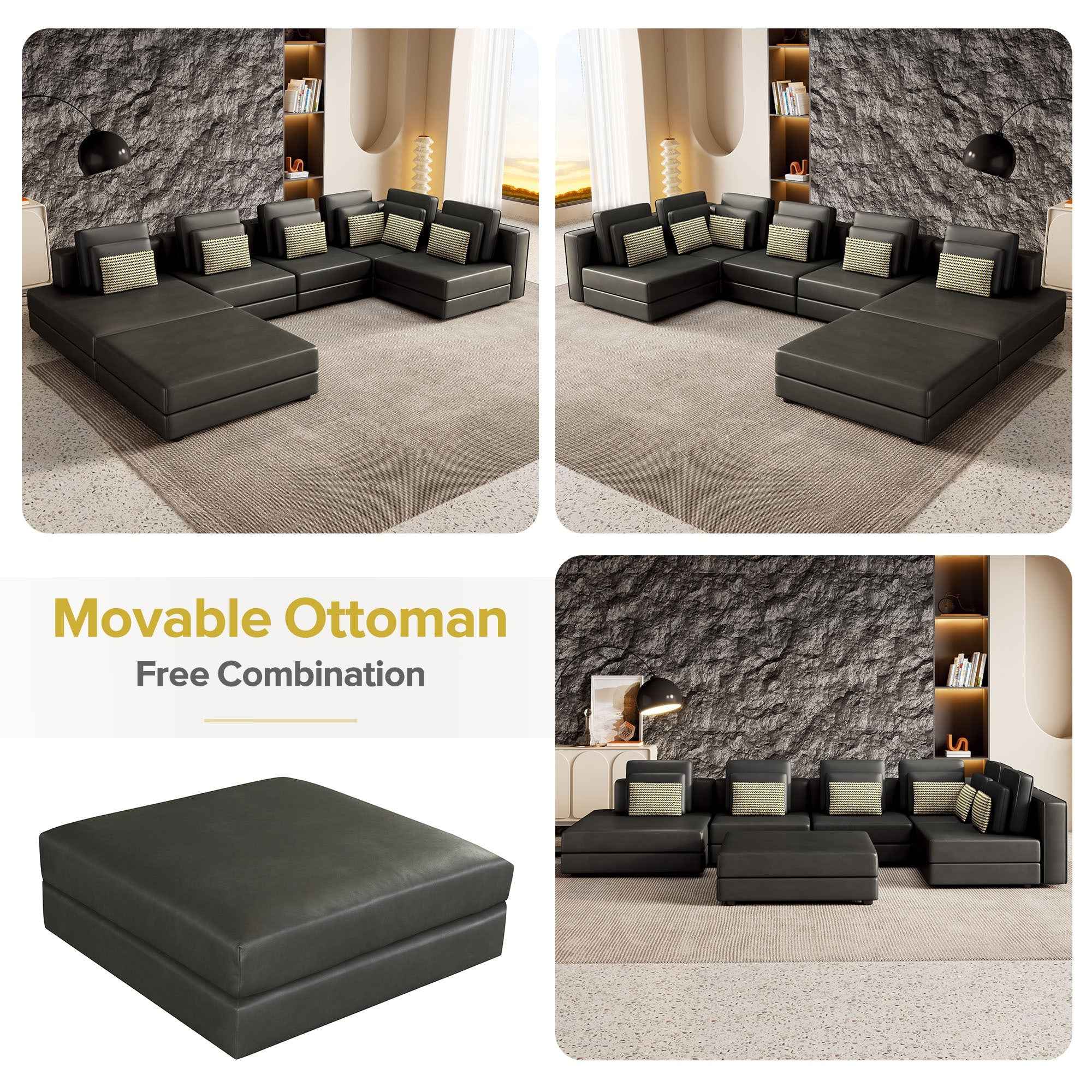 112.7" Modular Sectional Sofa Corner Sofa Chaise Lounge with Movable