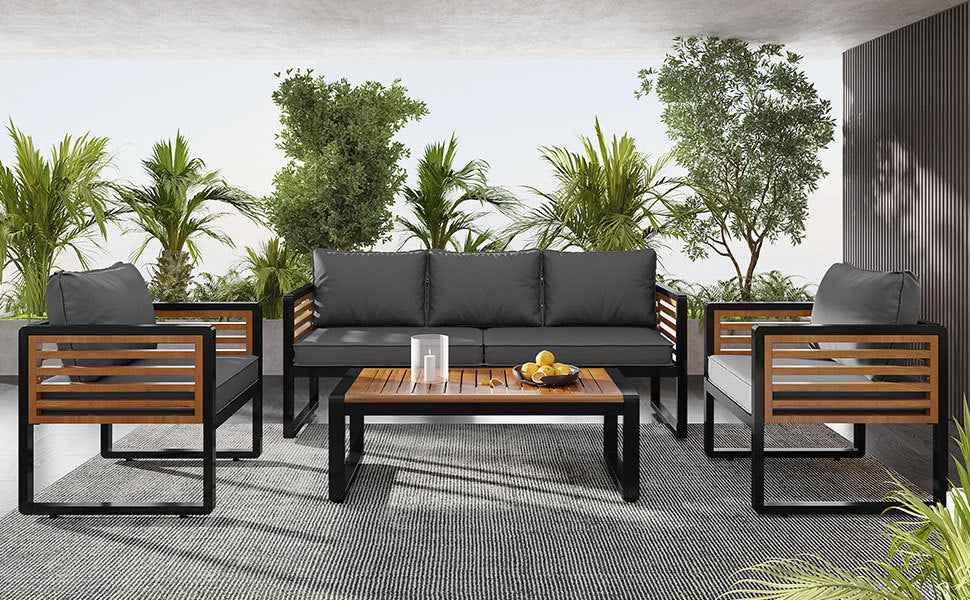 Large Size 4-pieces Outdoor Furniture sofa for 5 Person Conversation