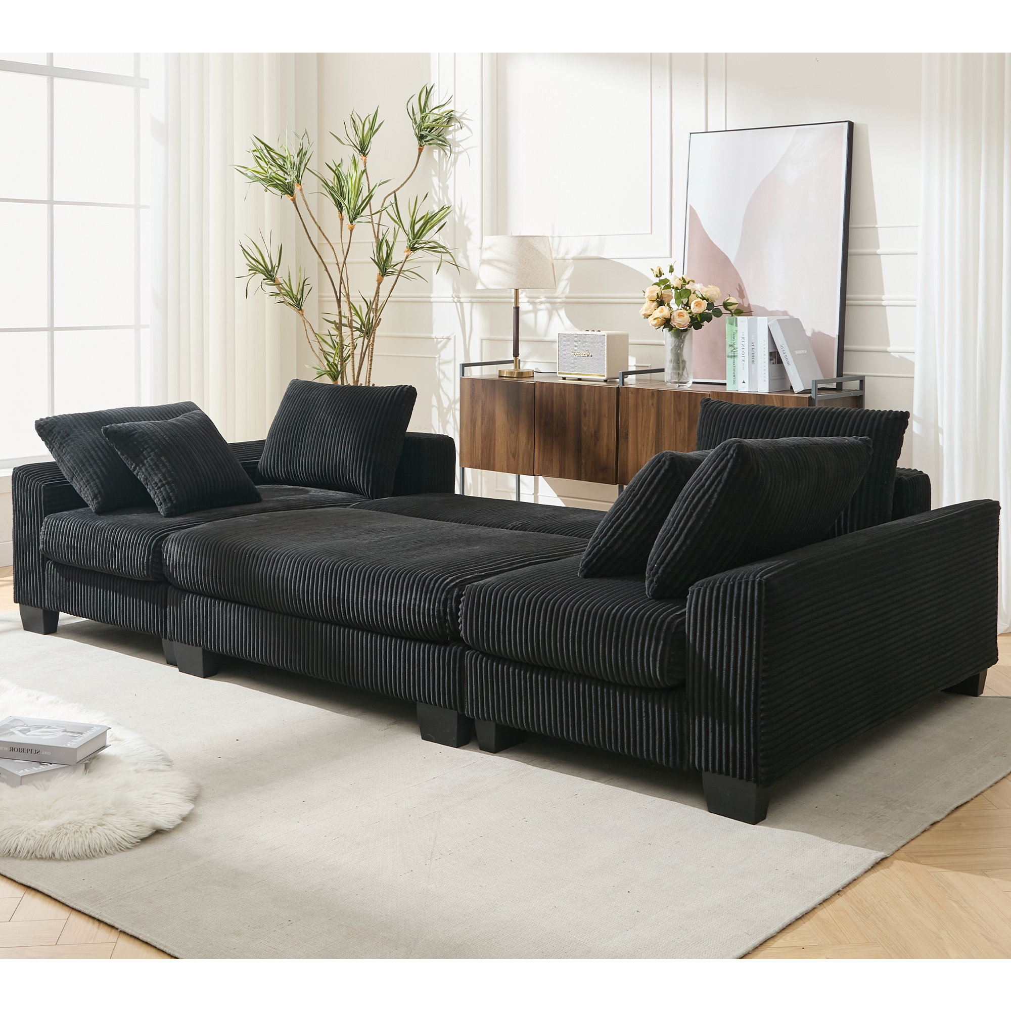 114' Sleeper Sofa,U Shaped Sofa , Pull Out Bed,Convertible Oversize 2
