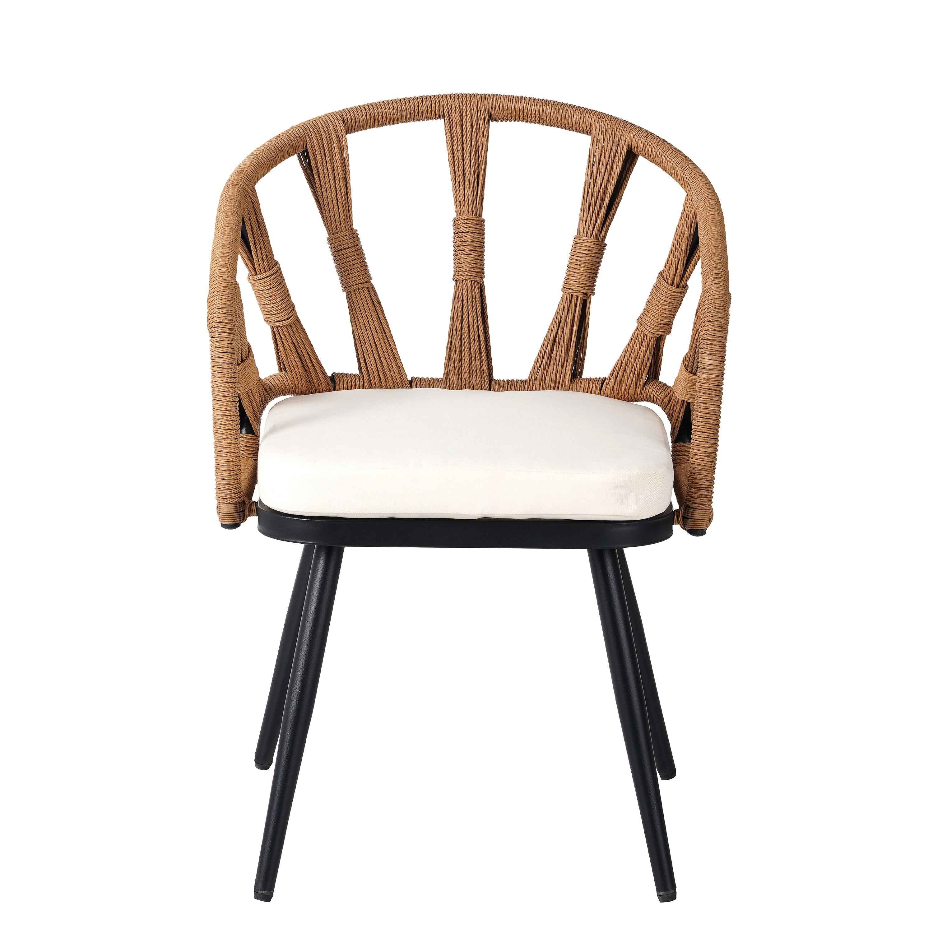 Contemporary Outdoor Set with PE Rattan Chairs and Plastic Wood