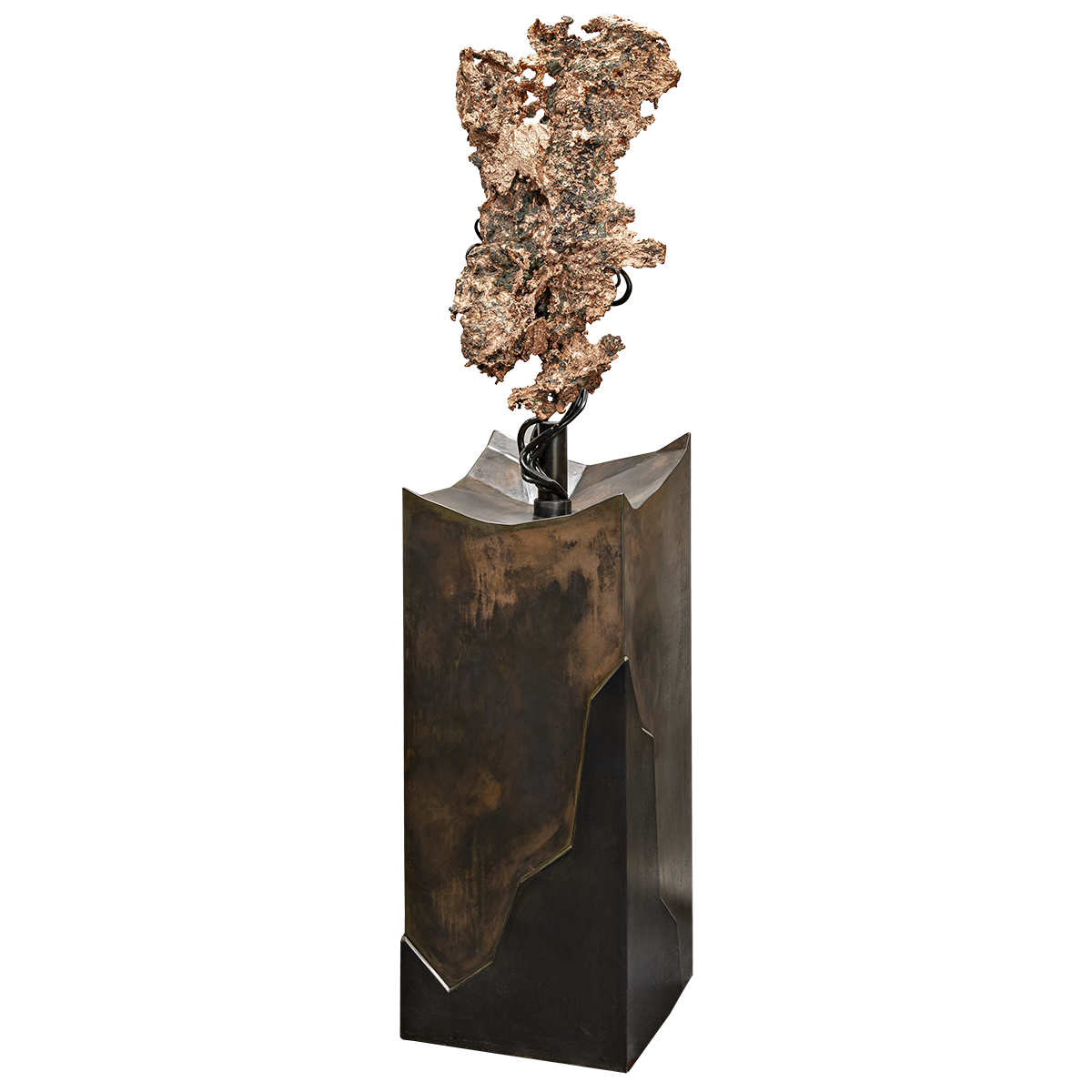 Native Michigan Copper Crystal Specimen on Custom Auto Rotating Base
