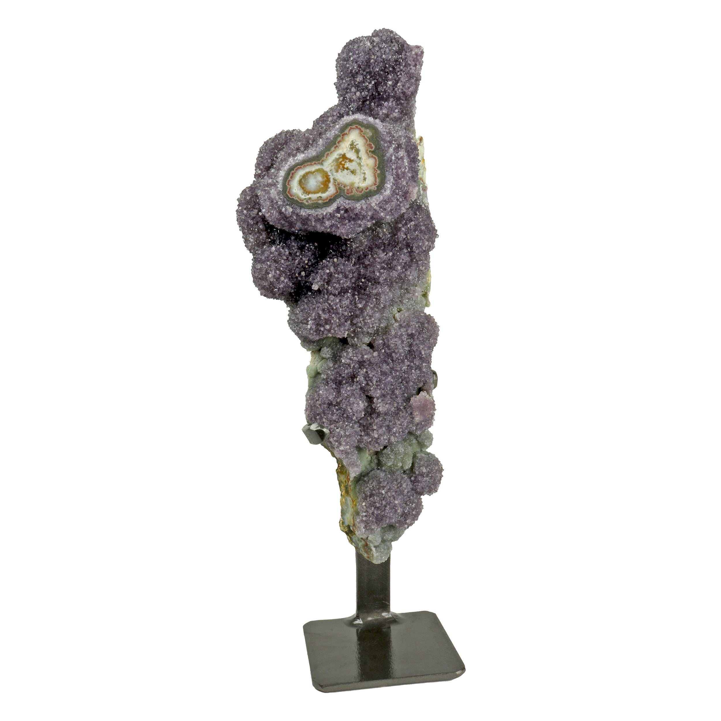 Amethyst Druze Geode on A Fitted Spiral Stand - Bulbs Of Crystals