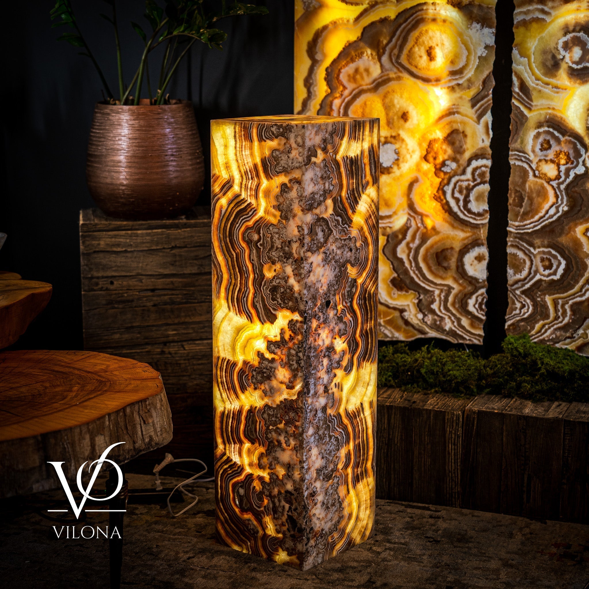 Honeycomb Onyx Floor Lamp -Exotic - Medium - 43"H x 12"W - Square - #1