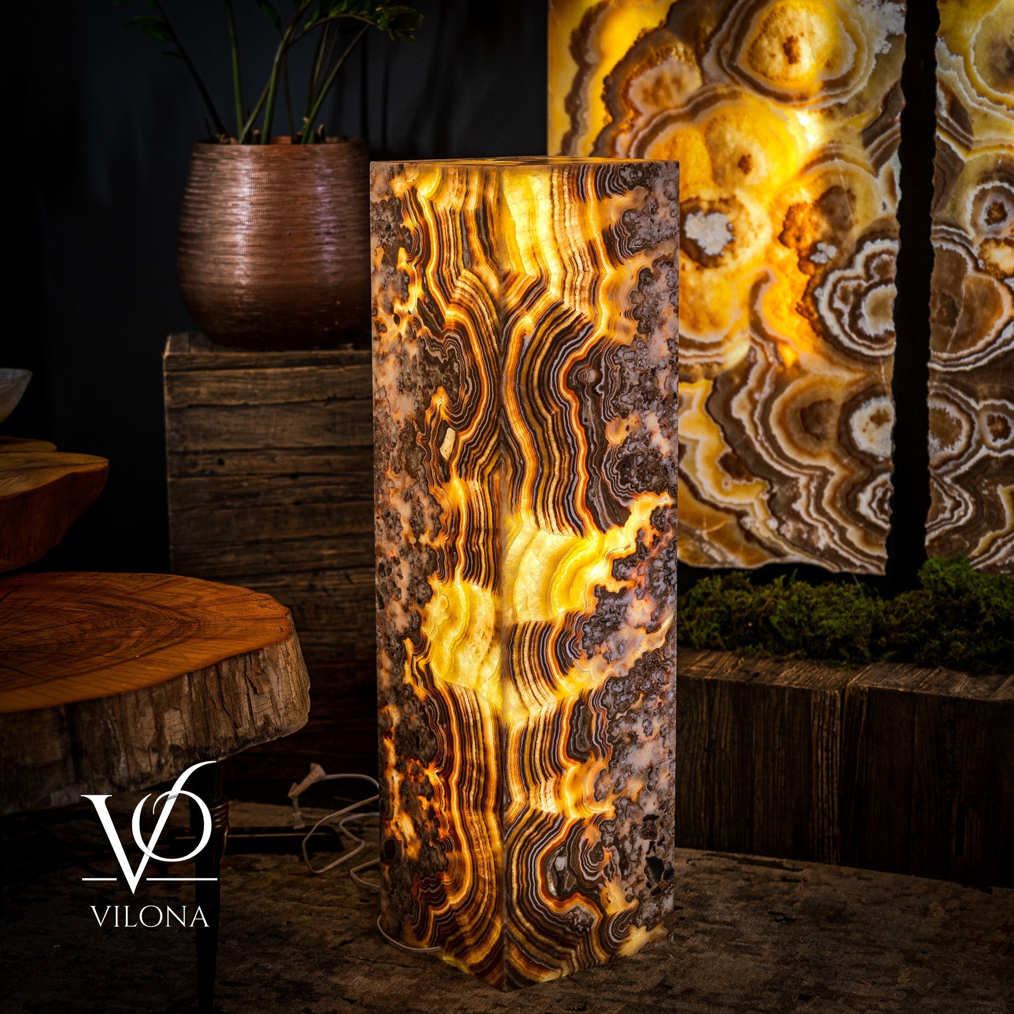 Honeycomb Onyx Floor Lamp -Exotic - Medium - 43"H x 12"W - Square - #1