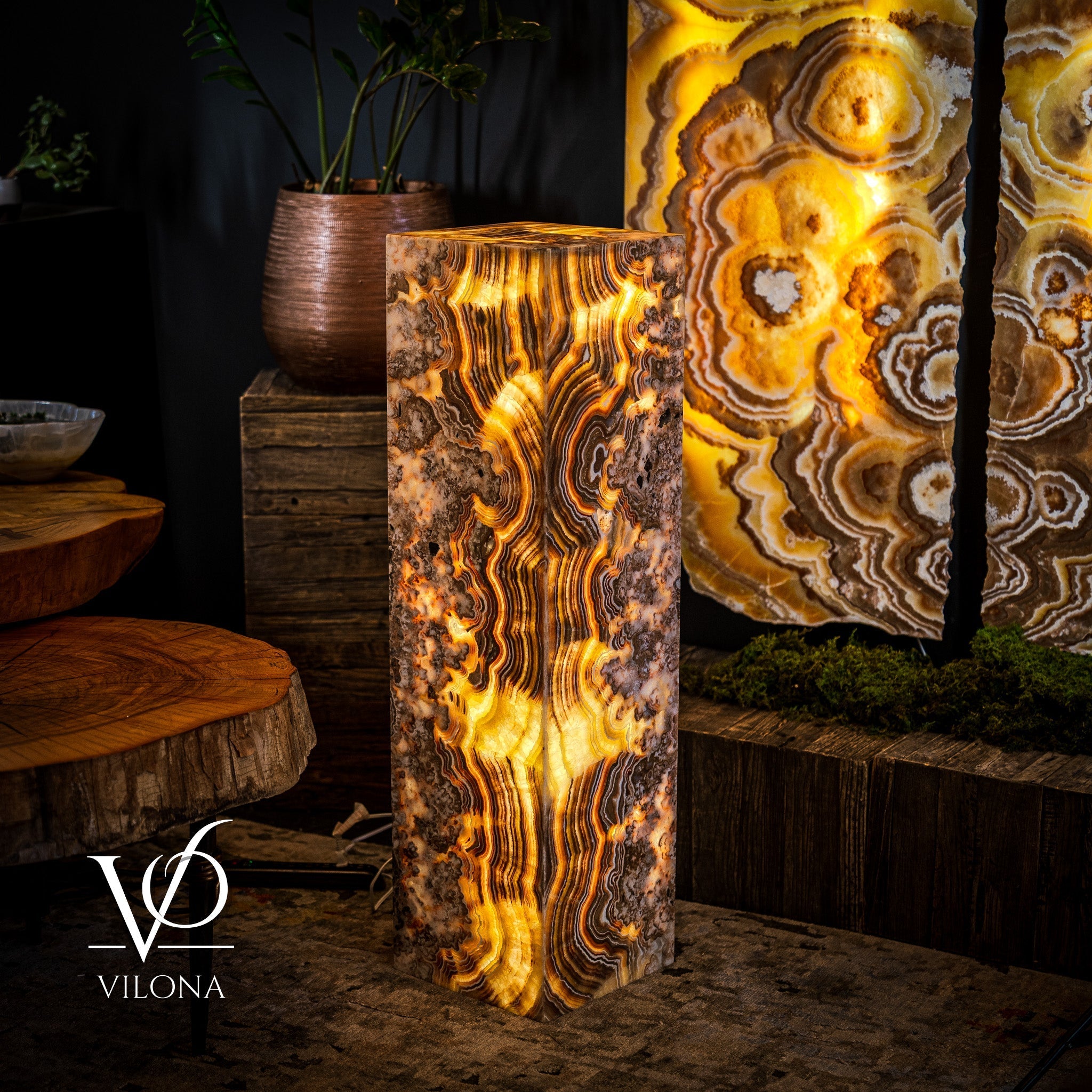 Honeycomb Onyx Floor Lamp -Exotic - Medium - 43"H x 12"W - Square - #1