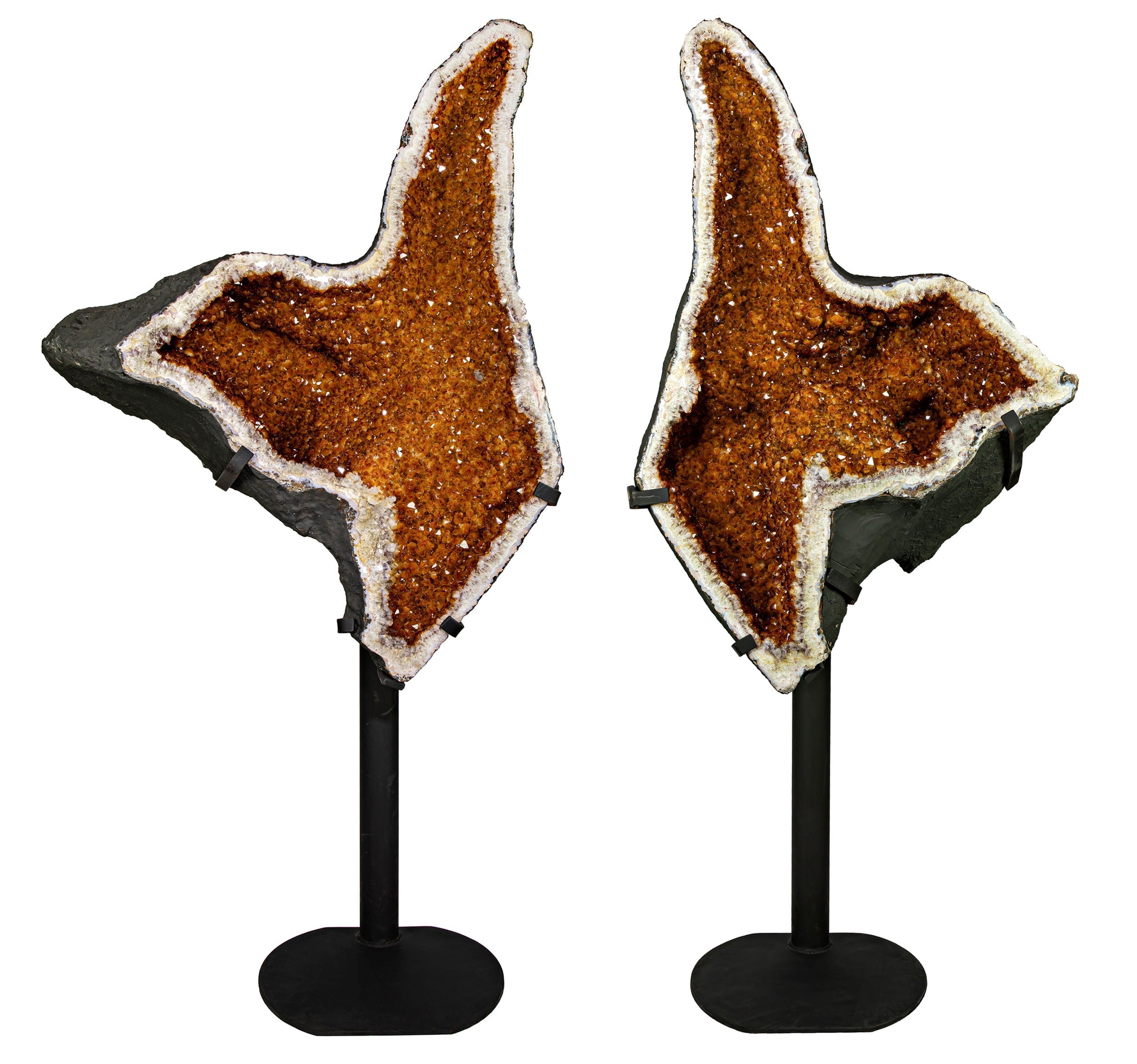 Citrine Geode Pair on Fitted Separate Stands