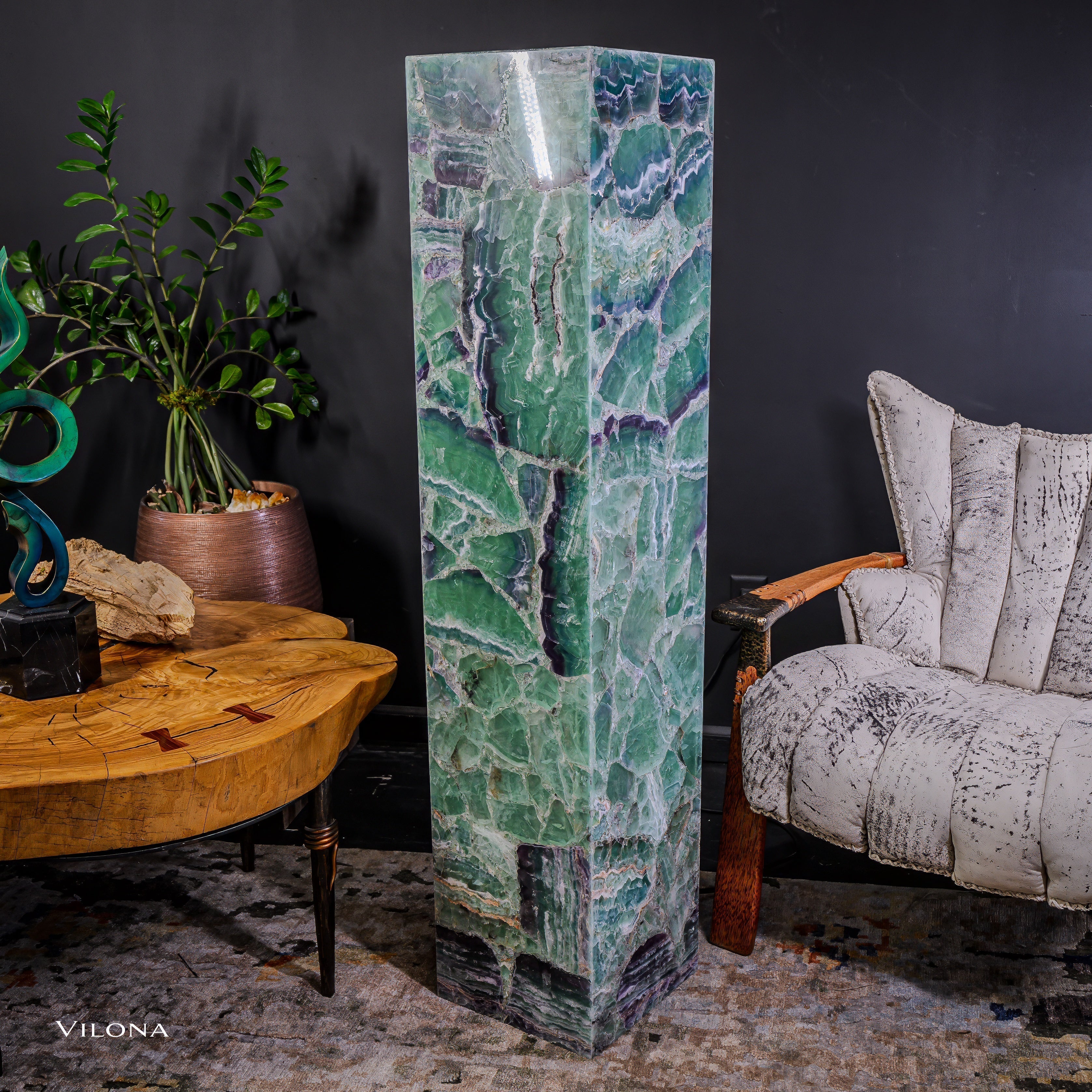 Fluorite Floor Lamp - Medium - 55"H x 11.5"W - Square - (12/19)