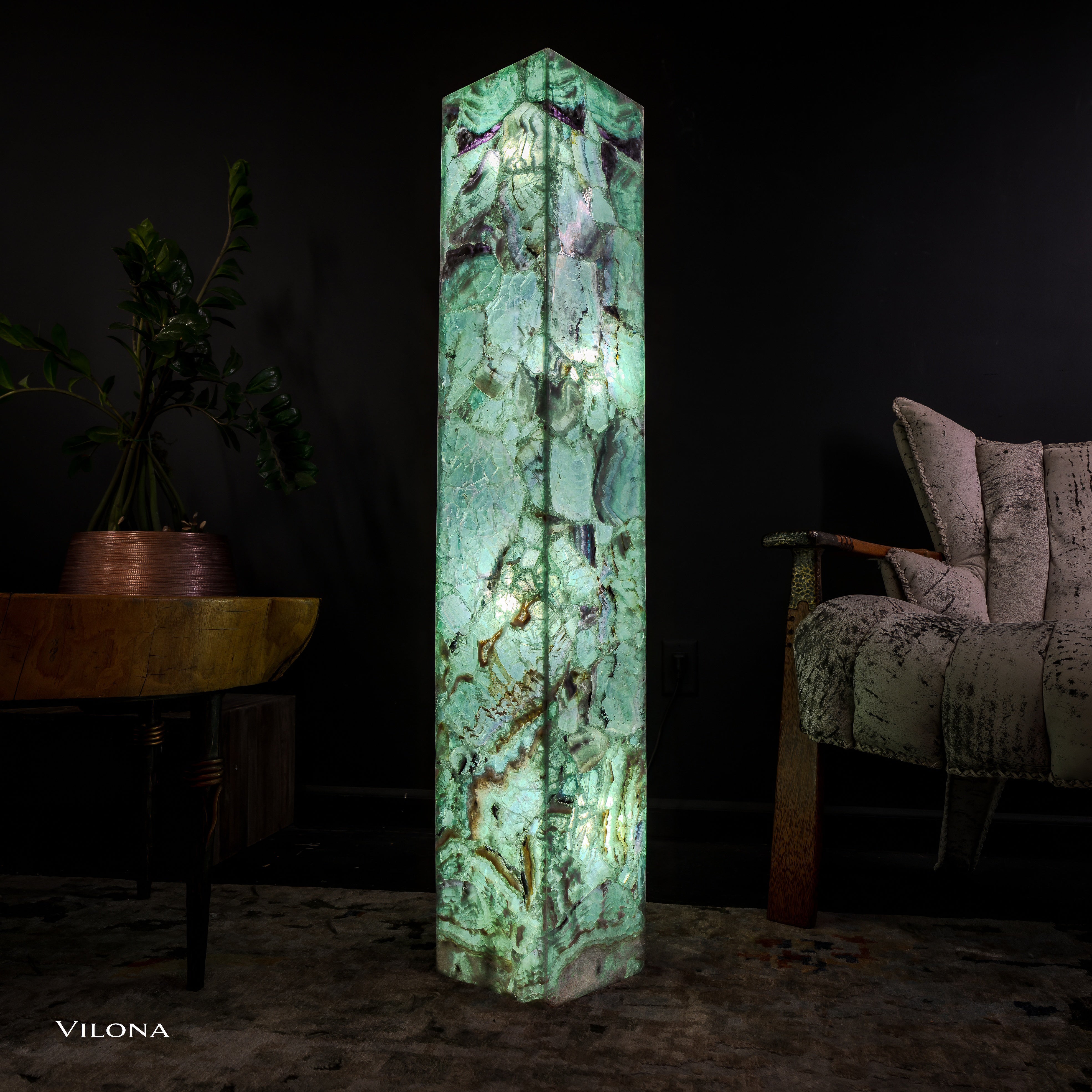 Fluorite Floor Lamp - Medium - 47"H x 8"W - Square (13/19)