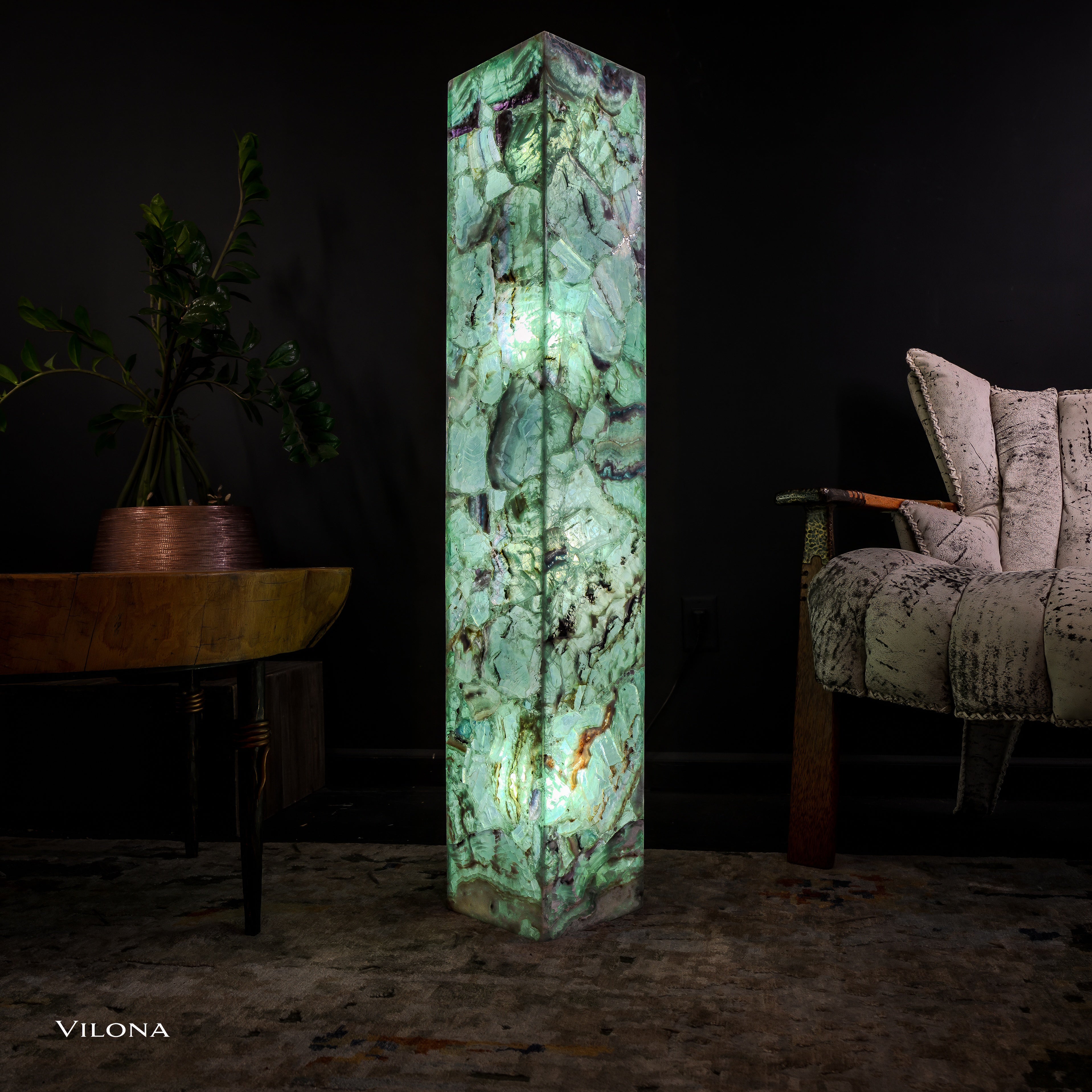 Fluorite Floor Lamp - Medium - 47"H x 8"W - Square (13/19)