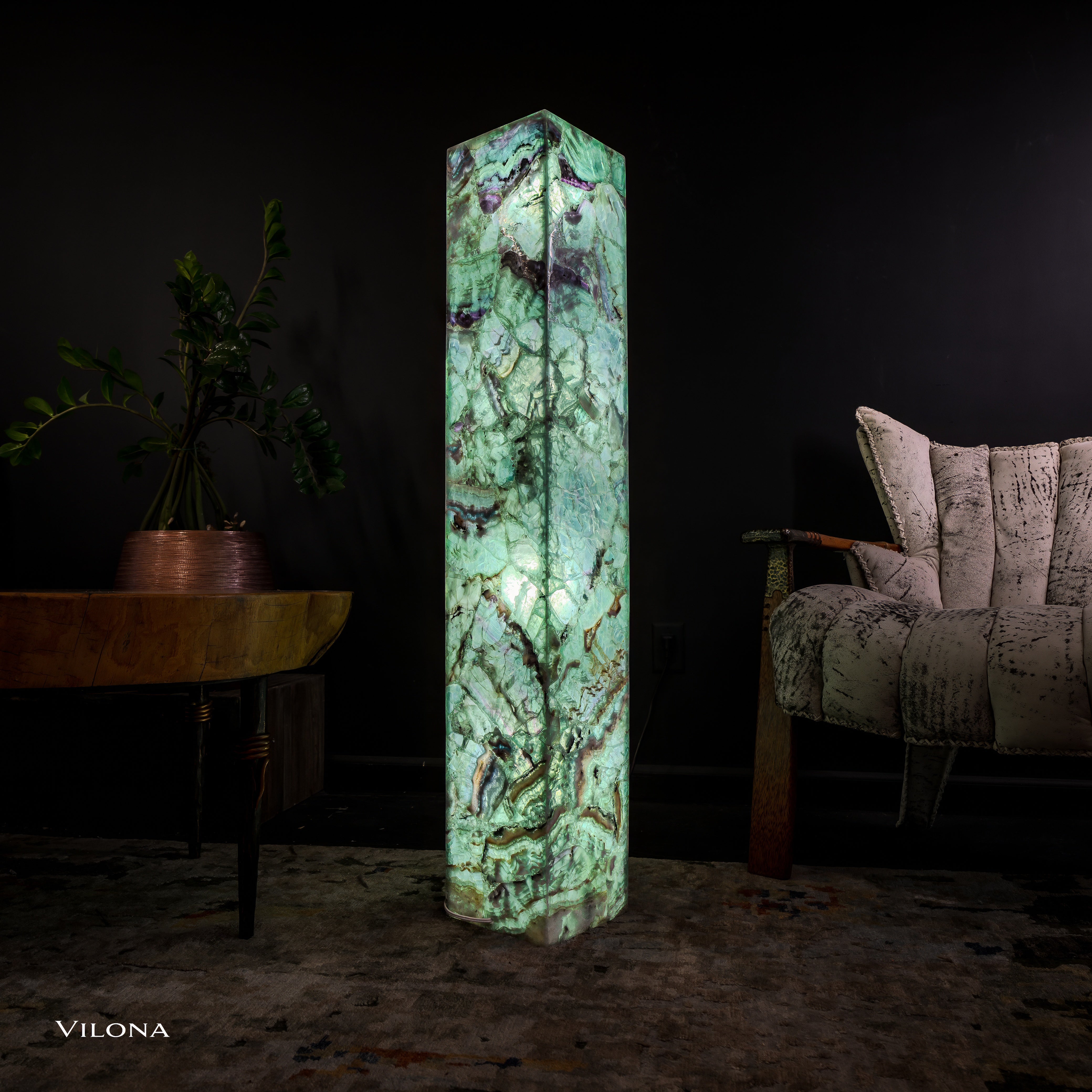 Fluorite Floor Lamp - Medium - 47"H x 8"W - Square (13/19)
