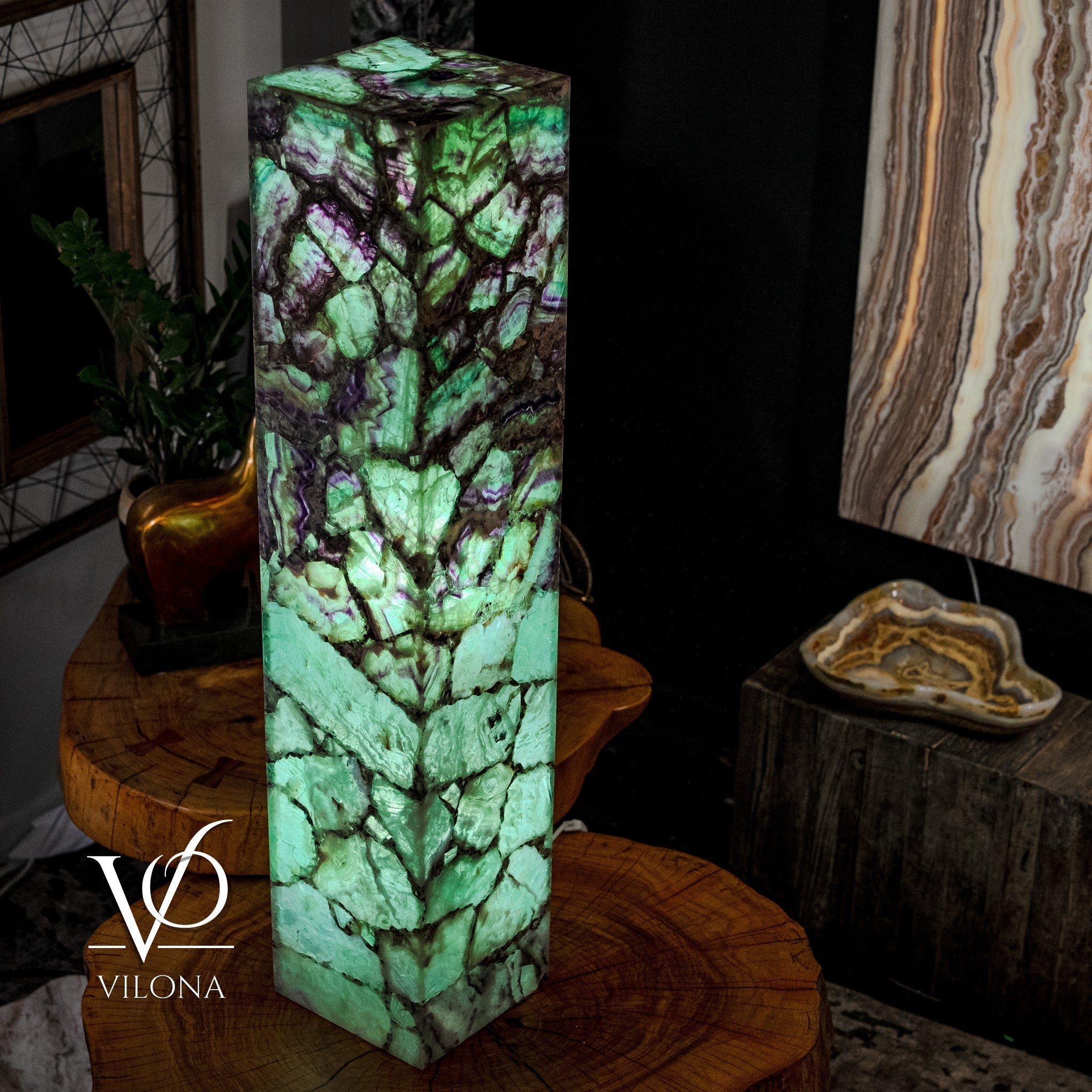Fluorite Floor Lamp - Medium - 47.5"H x 10"W - Square - #7