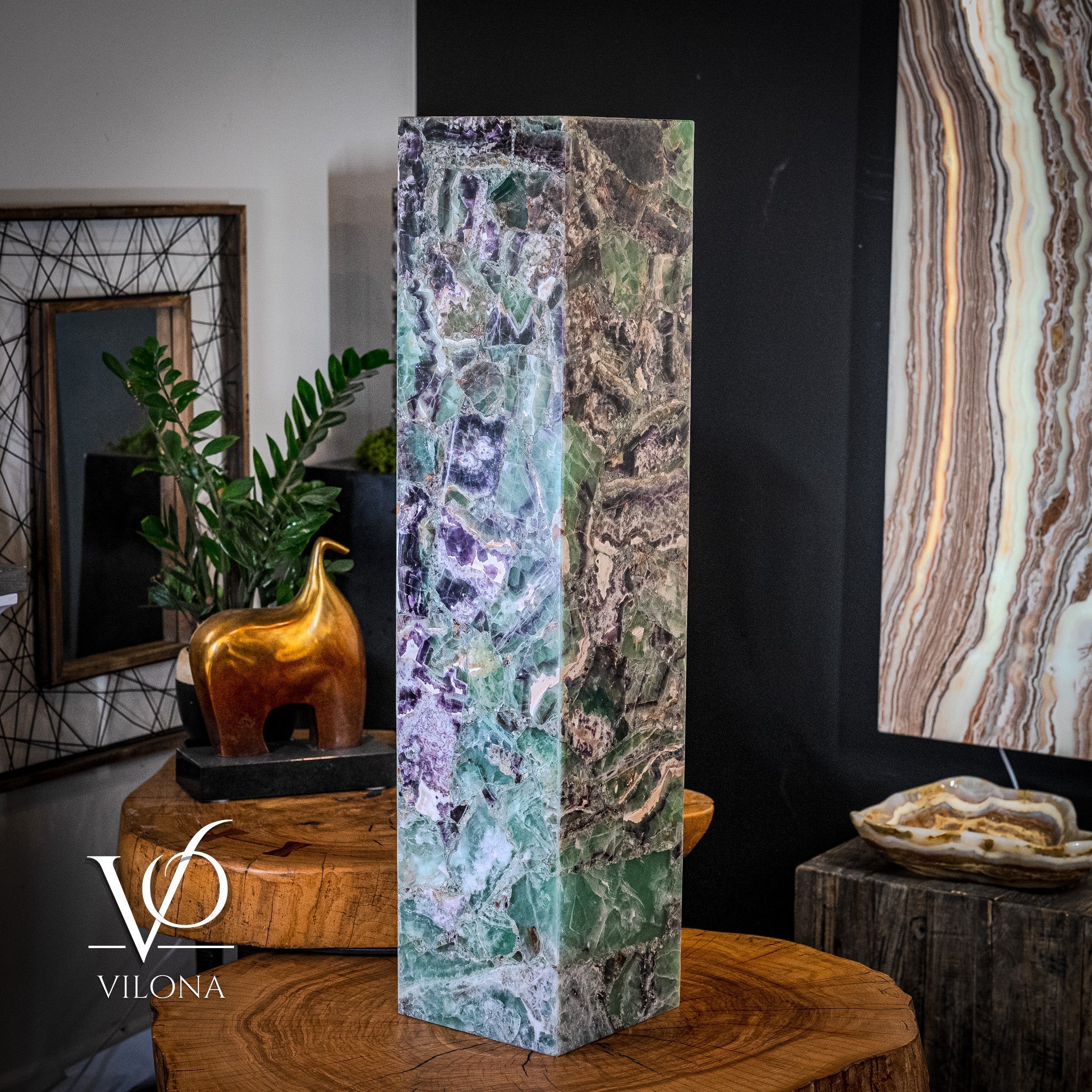Fluorite Floor Lamp - Medium - 43.5"H x 10"W - Square - #8