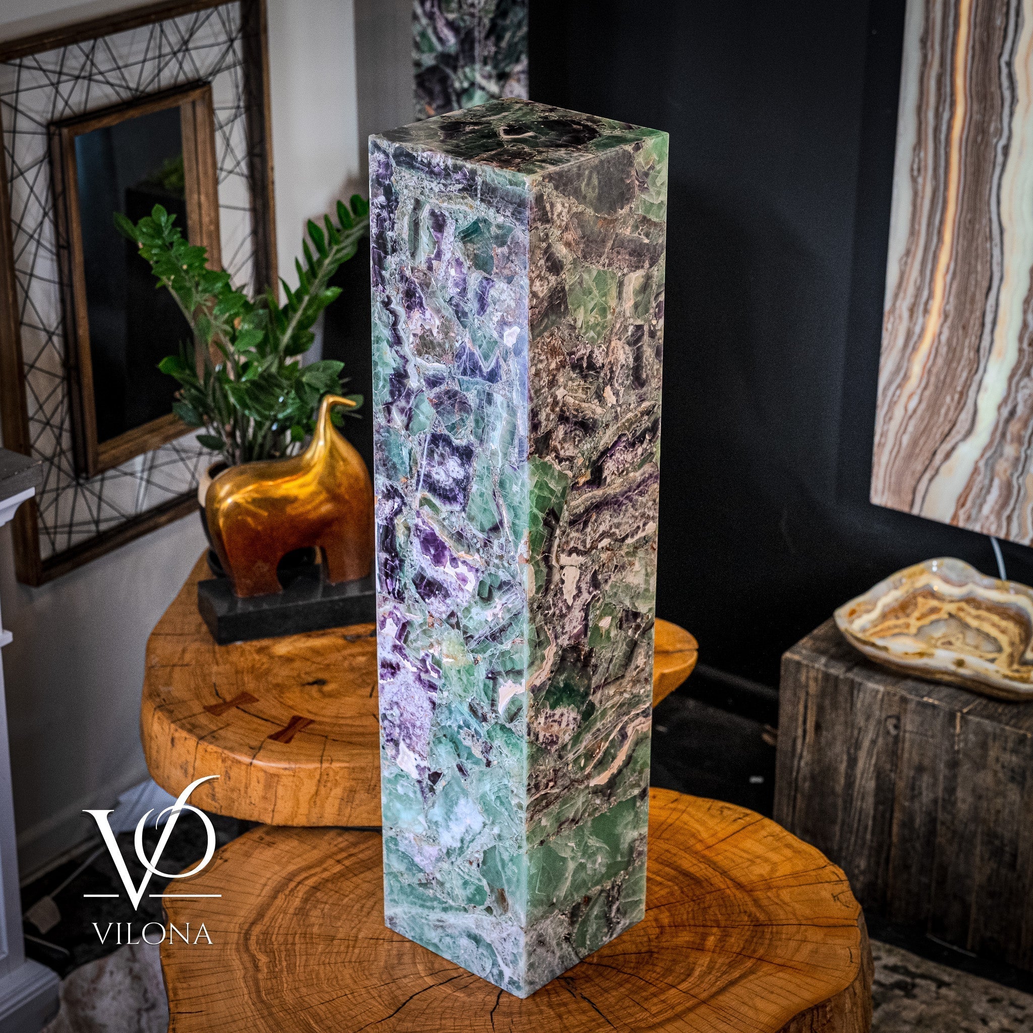 Fluorite Floor Lamp - Medium - 43.5"H x 10"W - Square - #8