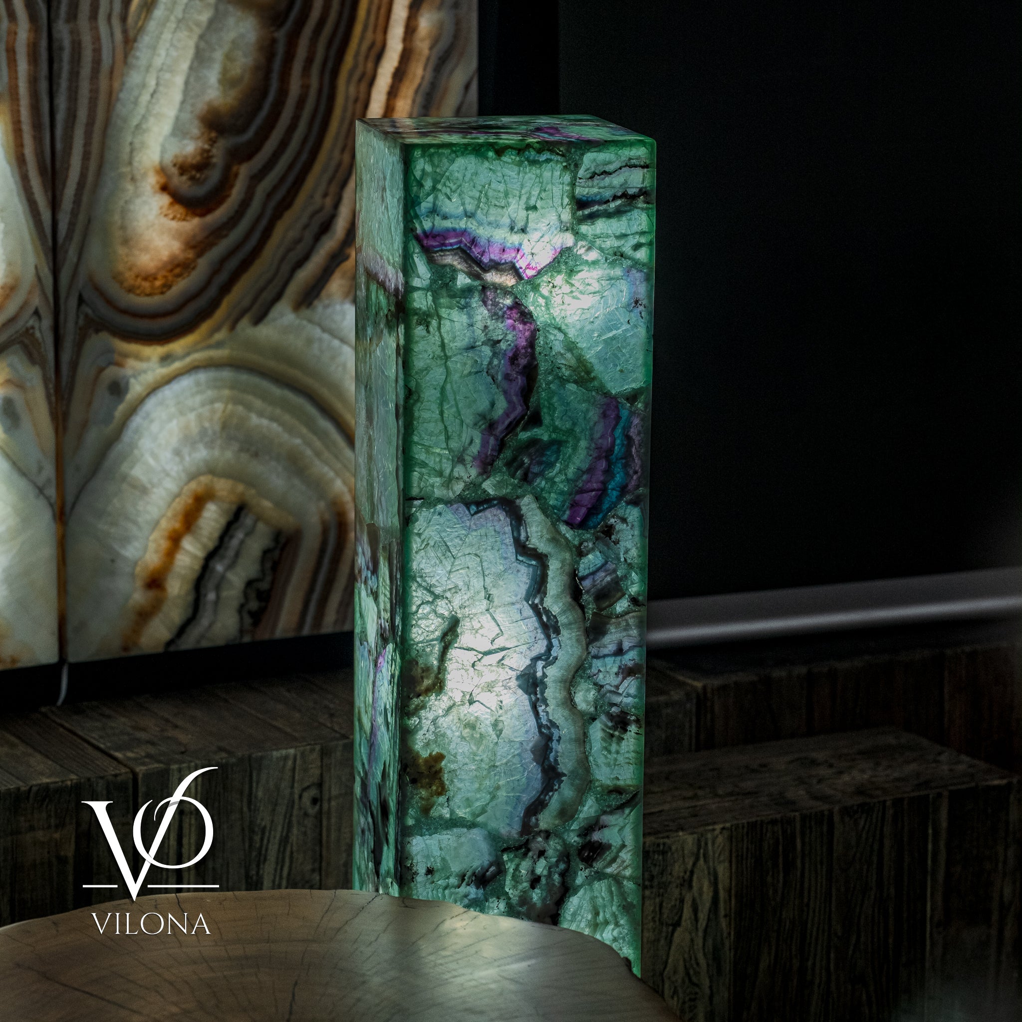 Fluorite Floor Lamp - Medium - 47.5"H x 10"W - Square - #9