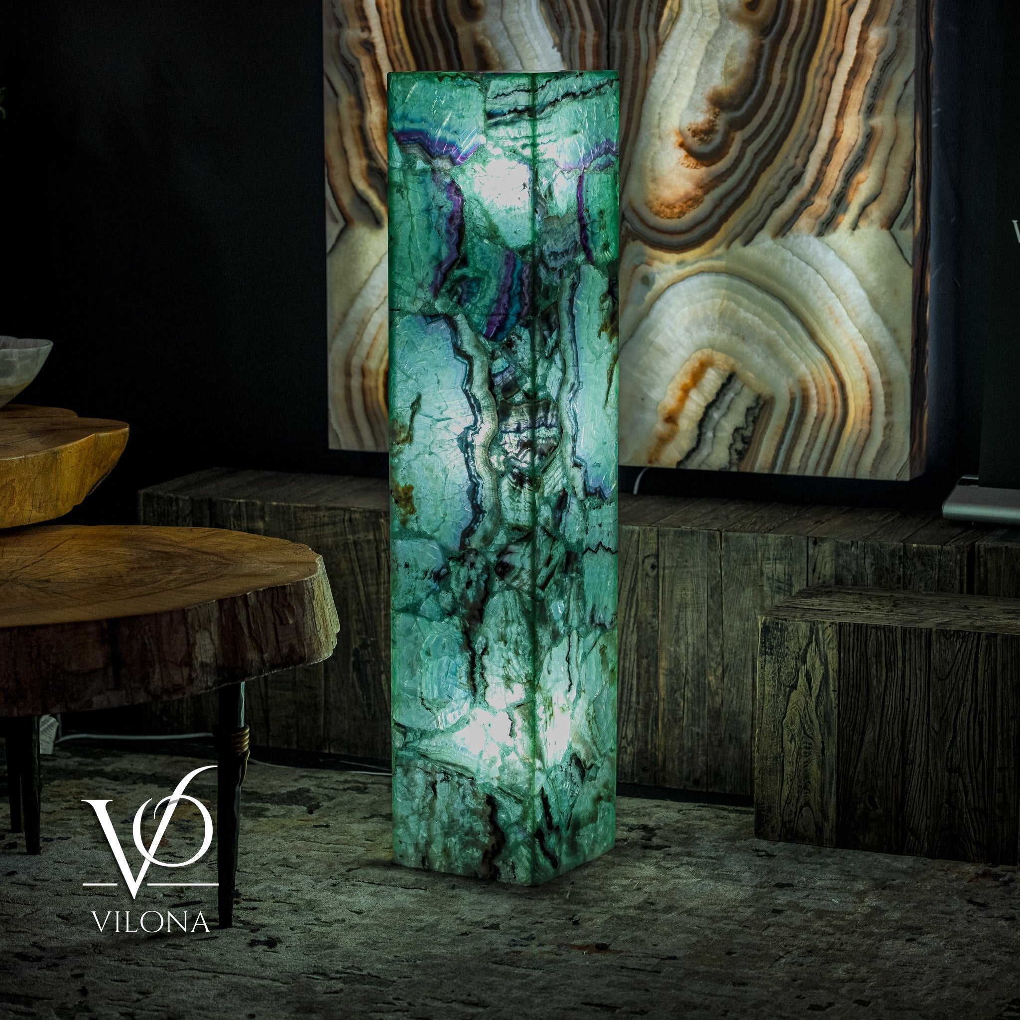 Fluorite Floor Lamp - Medium - 47.5"H x 10"W - Square - #9