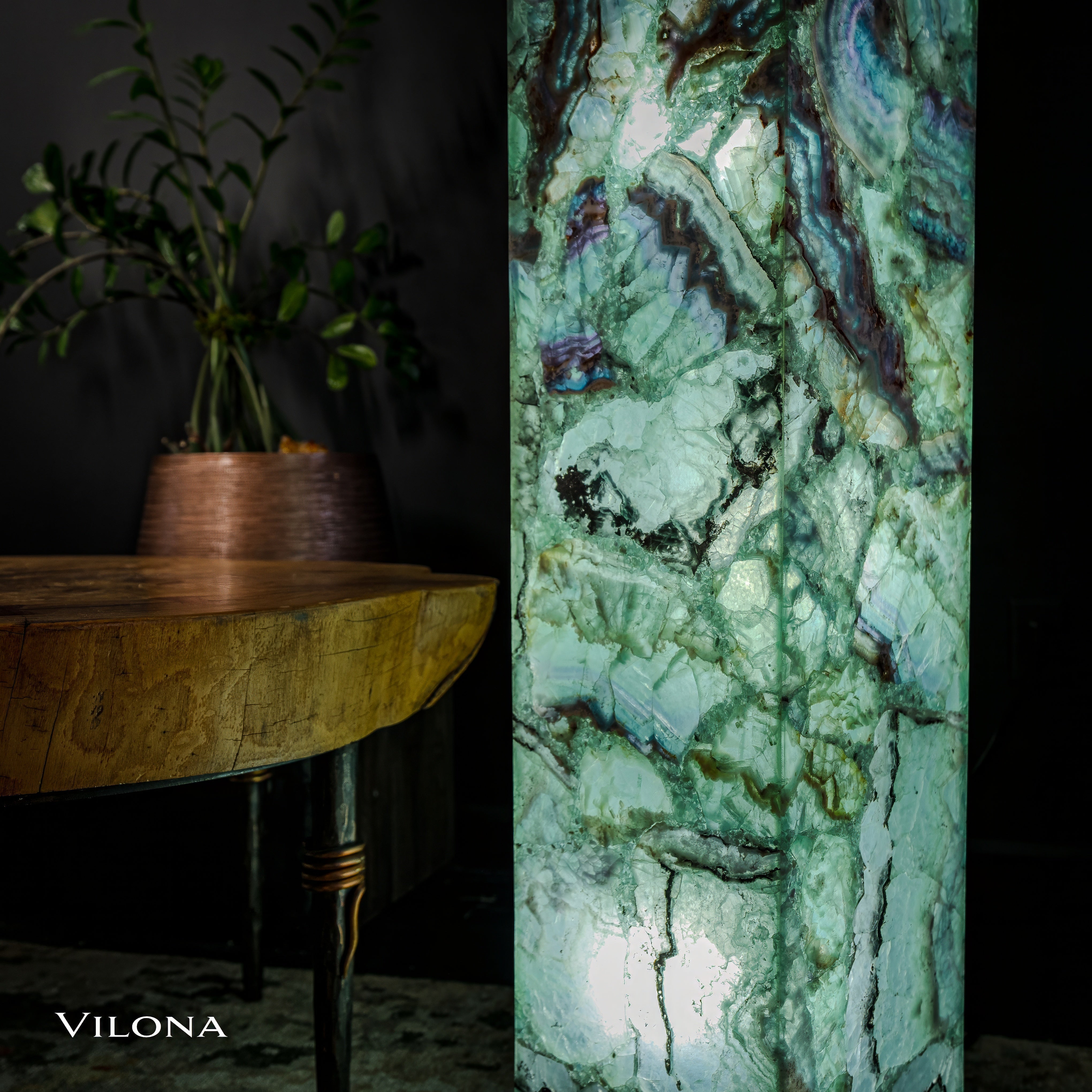 Fluorite Floor Lamp - Medium - 51.25"H x 10"W - Square - #8