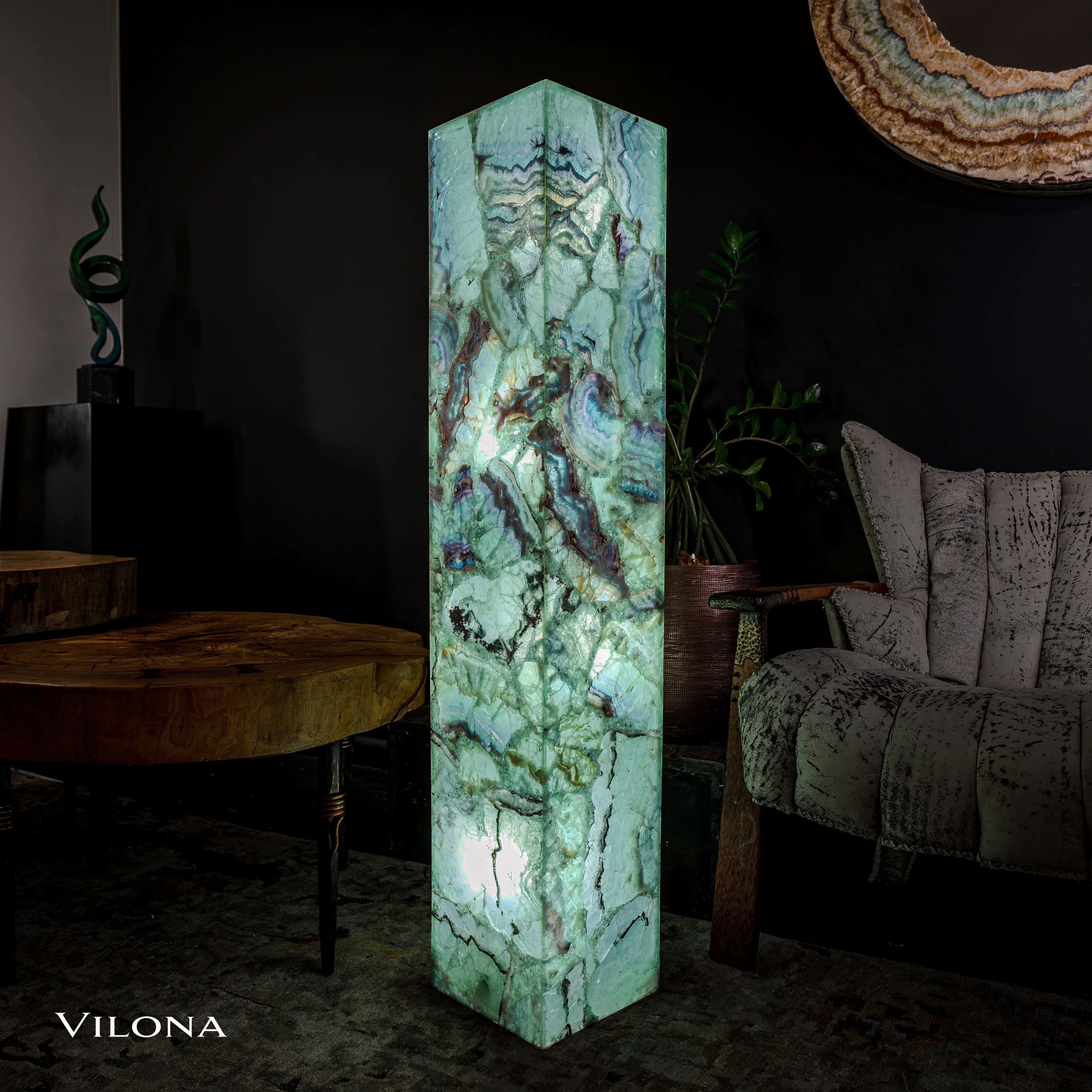 Fluorite Floor Lamp - Medium - 51.25"H x 10"W - Square - #8