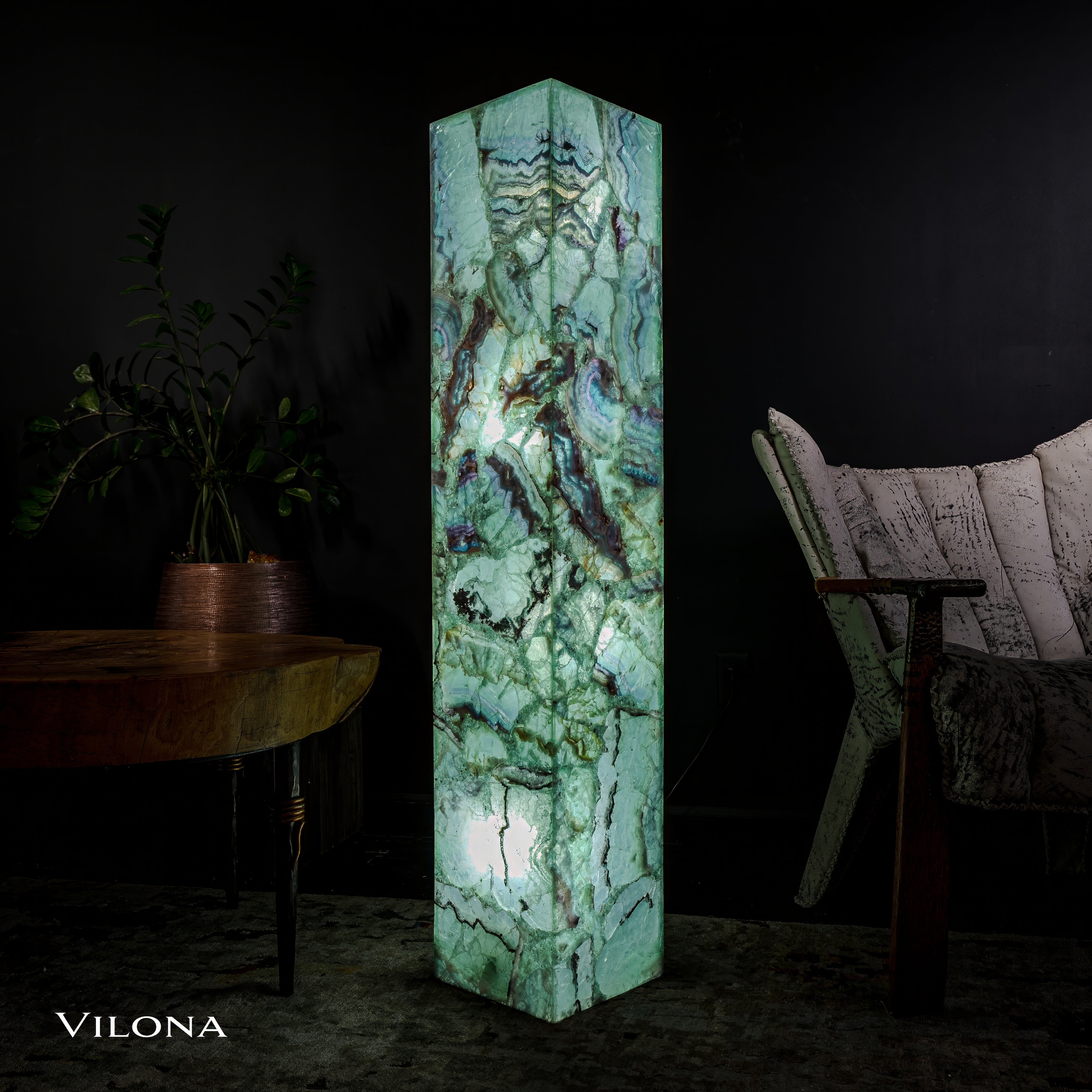 Fluorite Floor Lamp - Medium - 51.25"H x 10"W - Square - #8
