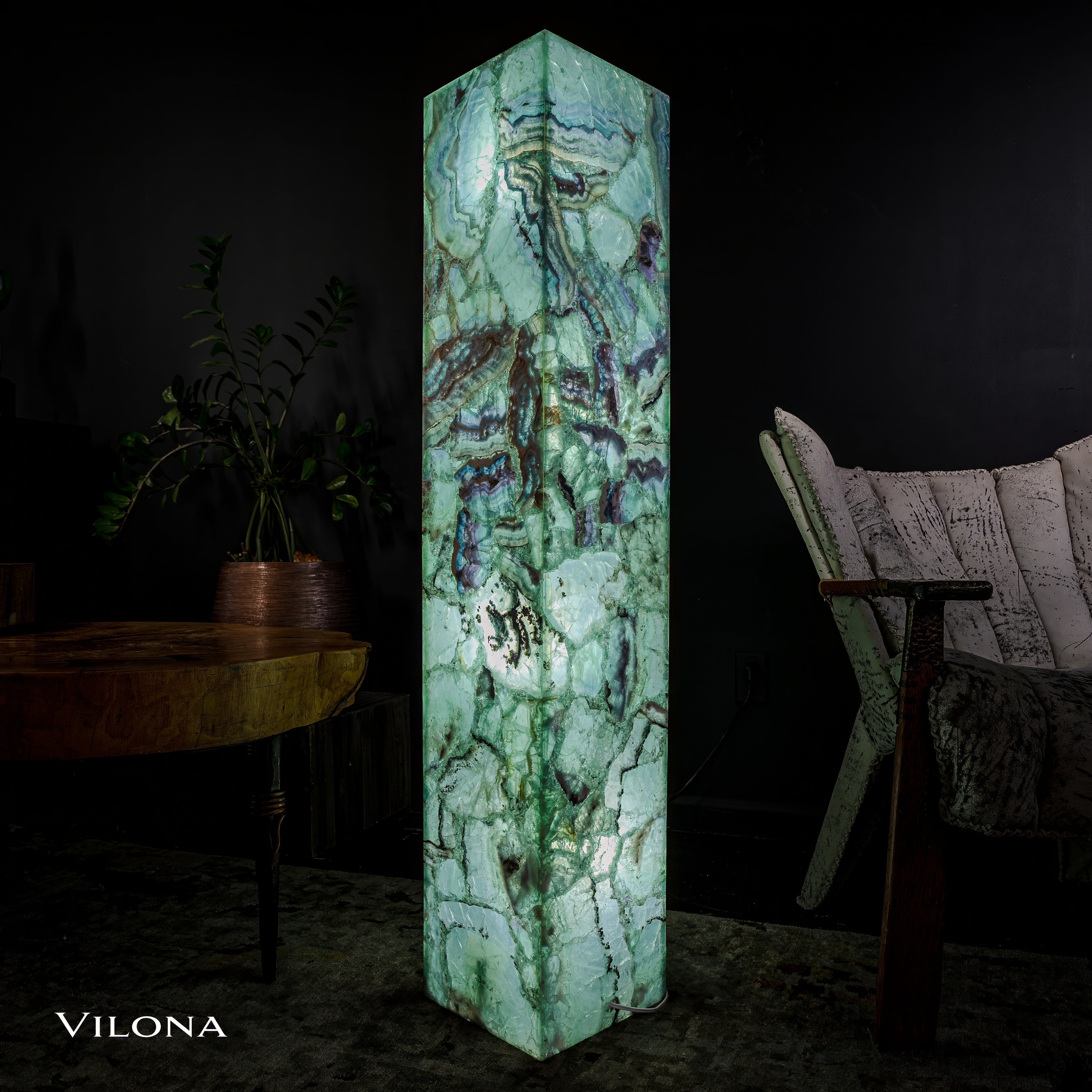 Fluorite Floor Lamp - Medium - 51.25"H x 10"W - Square - #8