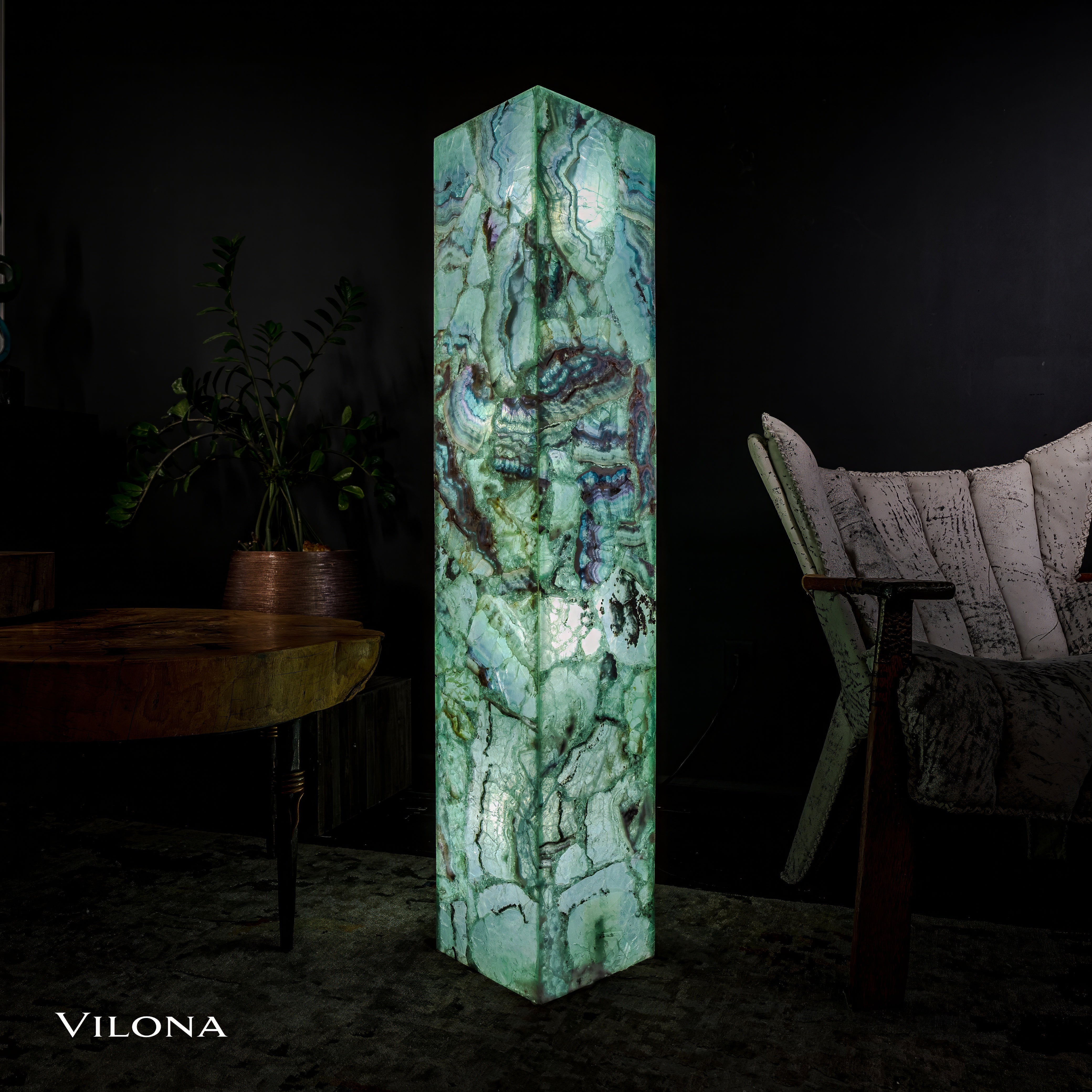 Fluorite Floor Lamp - Medium - 51.25"H x 10"W - Square - #8