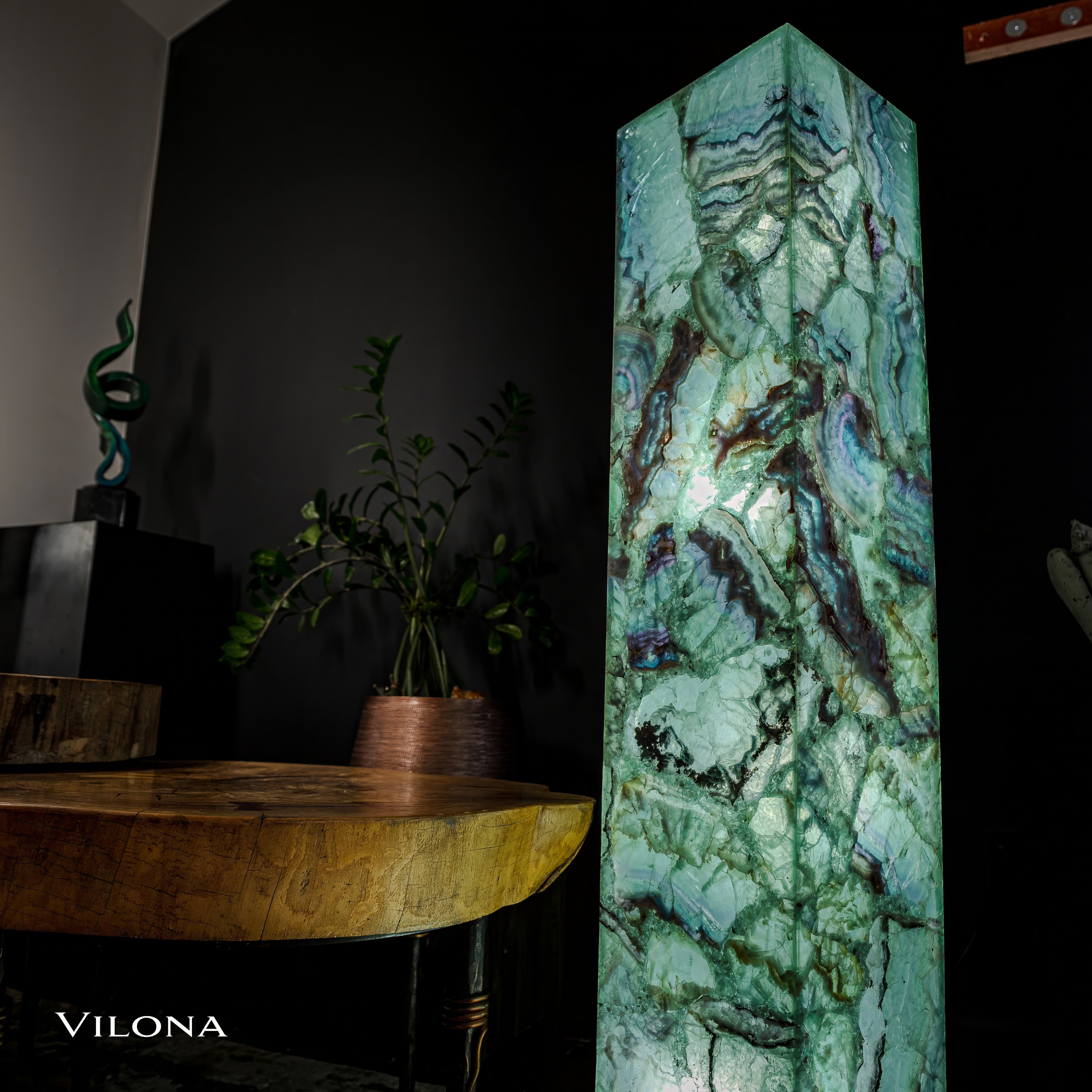 Fluorite Floor Lamp - Medium - 51.25"H x 10"W - Square - #8