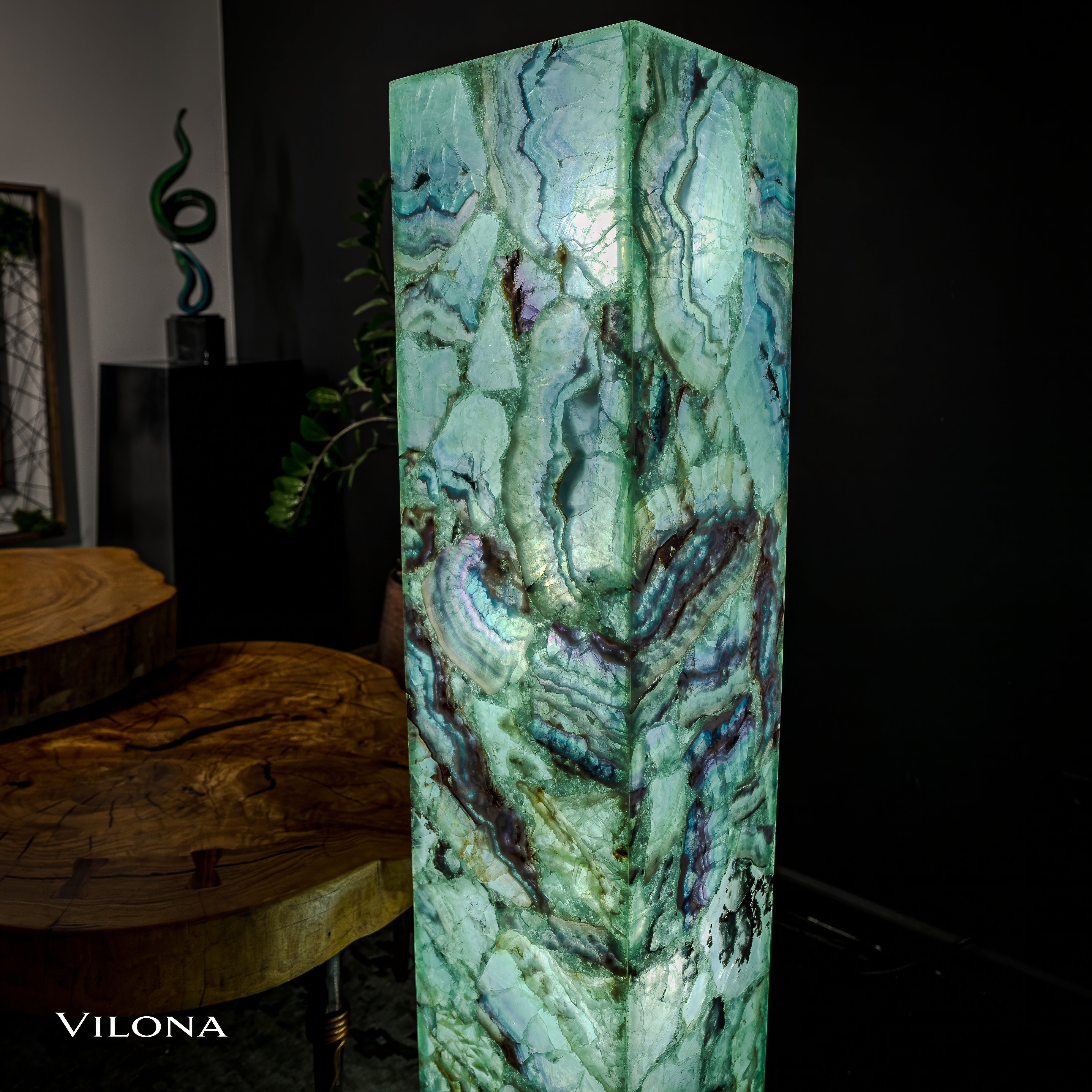 Fluorite Floor Lamp - Medium - 51.25"H x 10"W - Square - #8