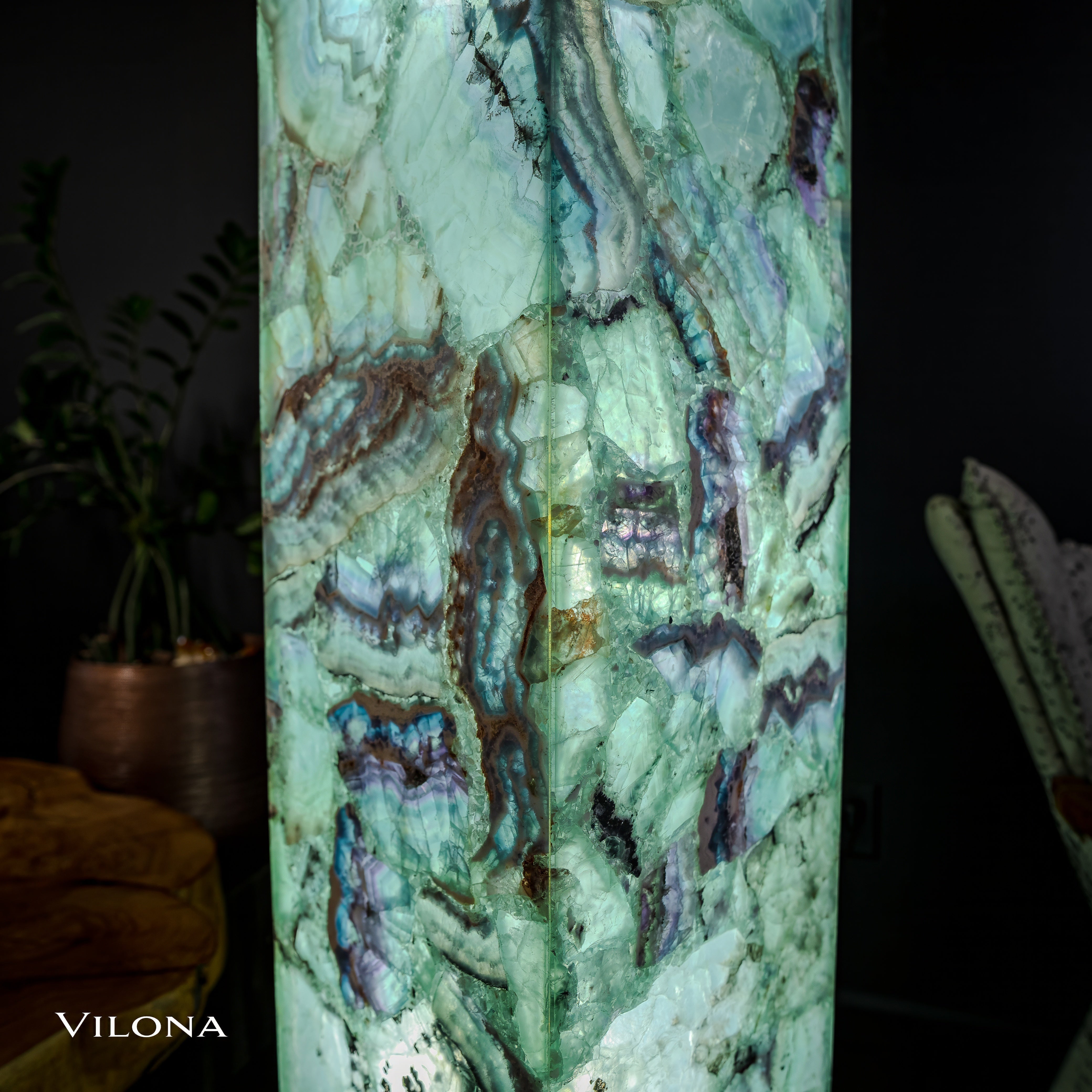 Fluorite Floor Lamp - Medium - 51.25"H x 10"W - Square - #8