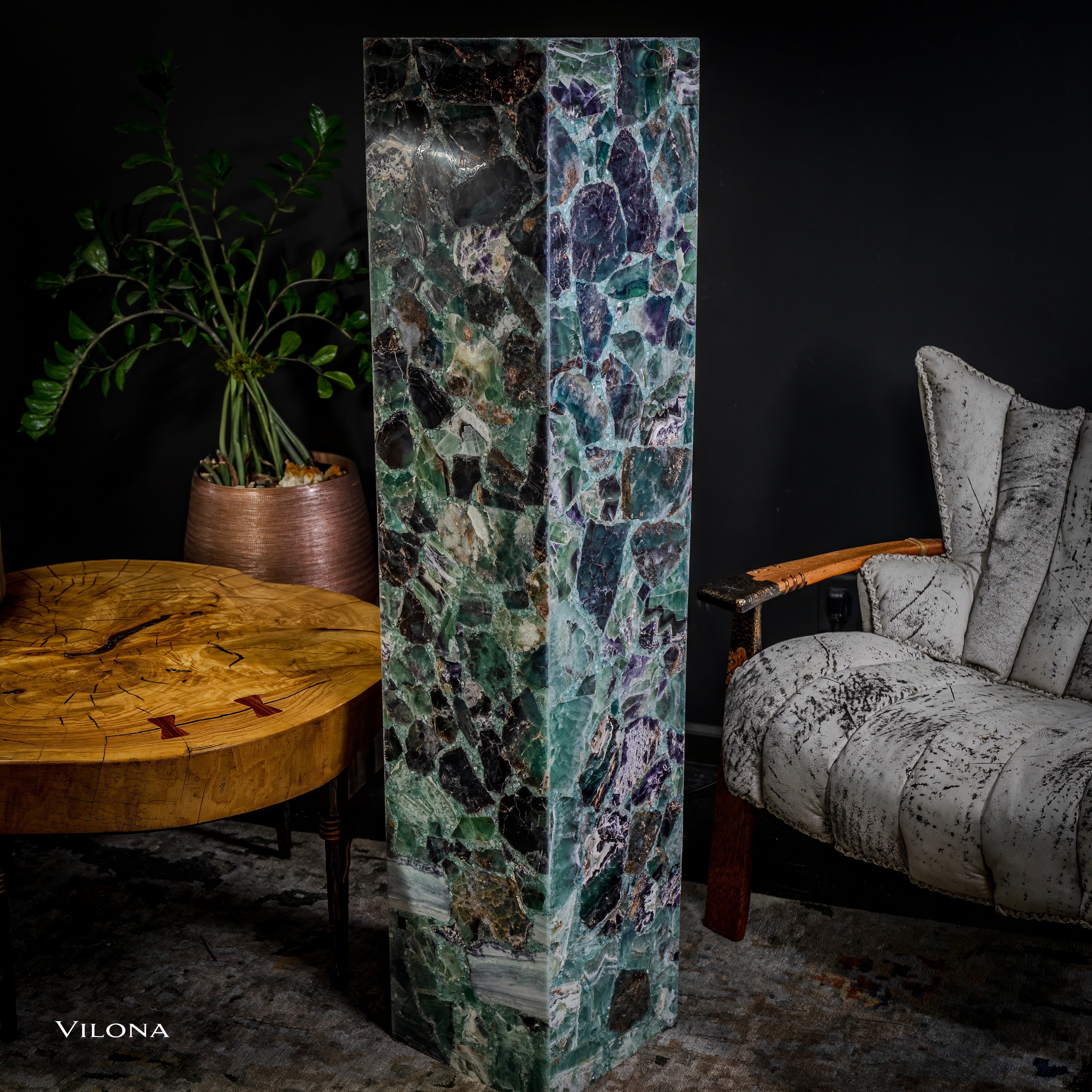Fluorite Floor Lamp - Medium - 55"H x 11.75"W - Square - #9