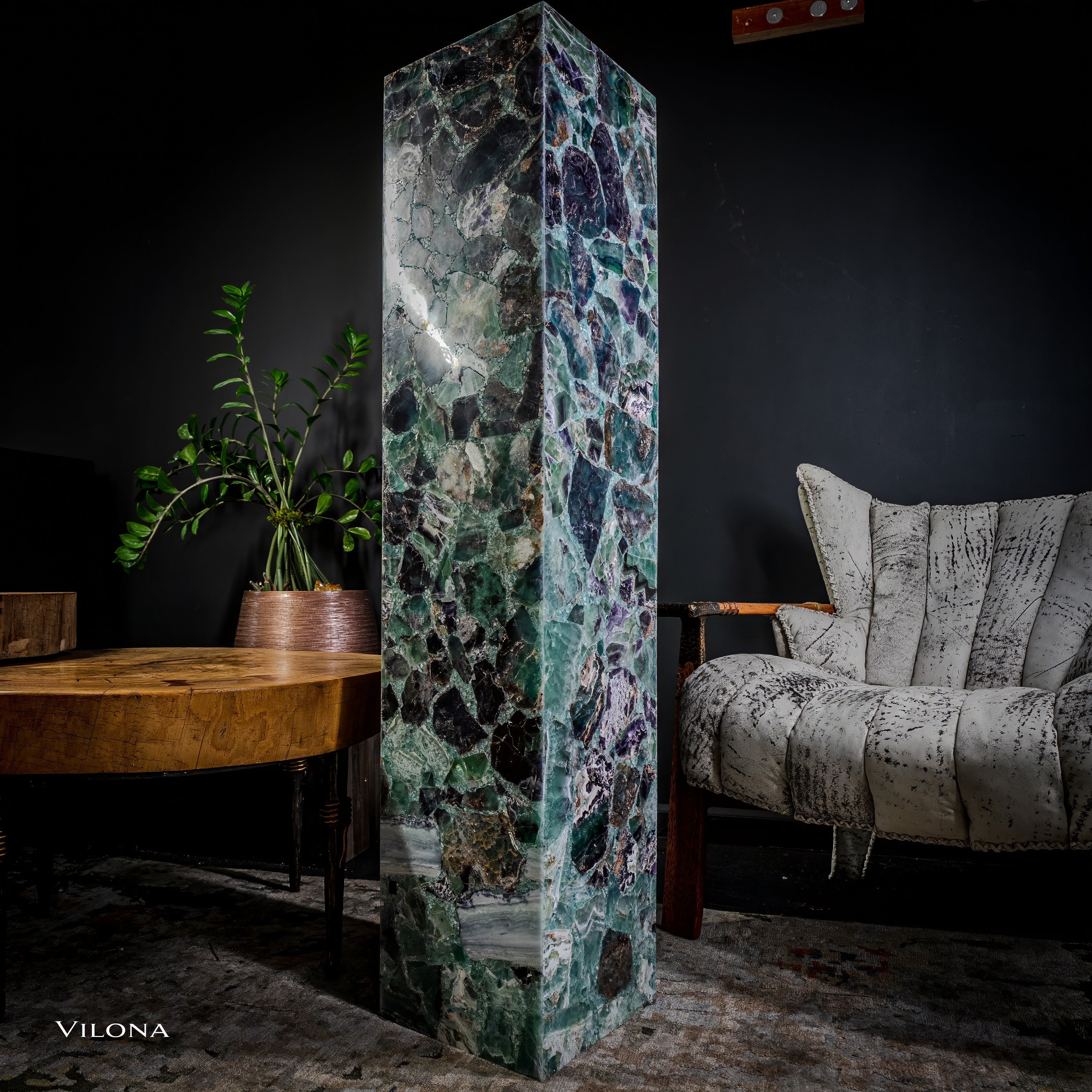 Fluorite Floor Lamp - Medium - 55"H x 11.75"W - Square - #9