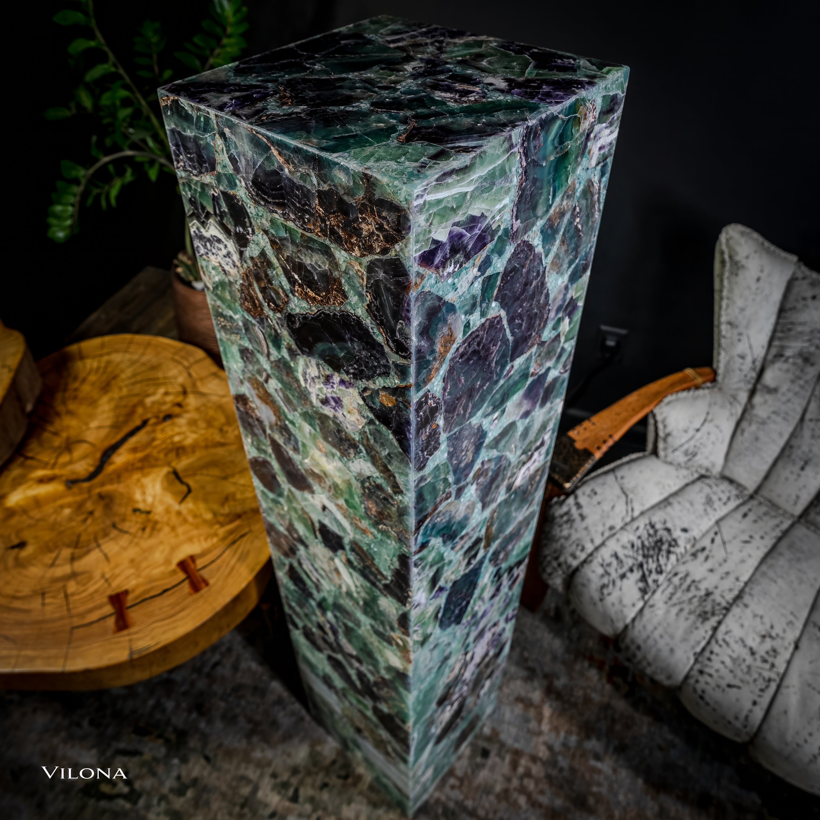 Fluorite Floor Lamp - Medium - 55"H x 11.75"W - Square - #9
