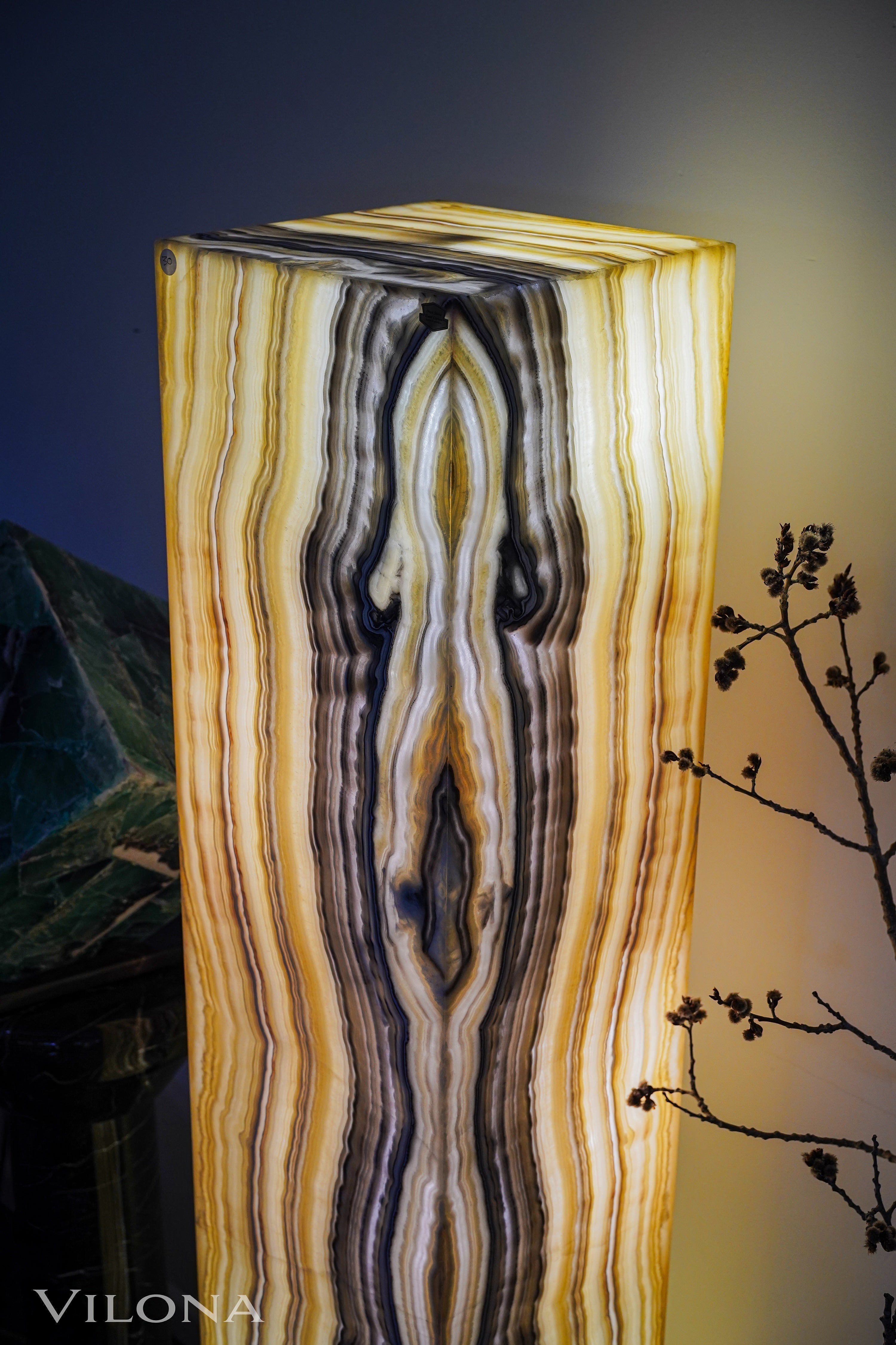 Golden Cloud Onyx Floor Lamp - Large - 67"H x 12"W - Square - #1