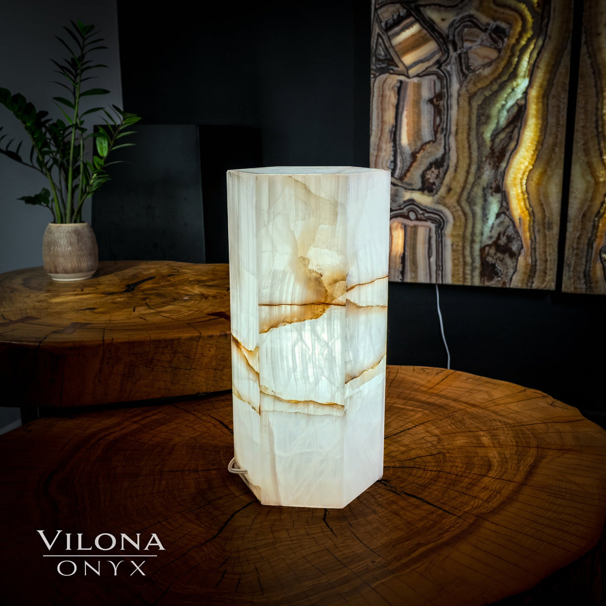 Ice Onyx Lamp (Hexagon Table Lamp #1)