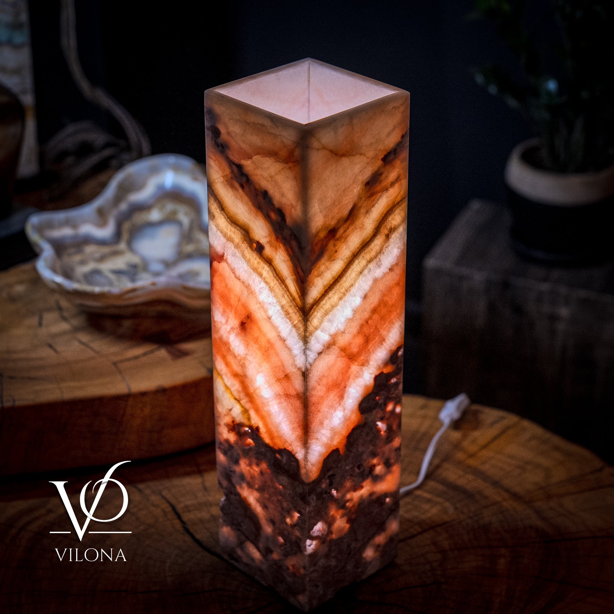 Razzberry Rosa Onyx Lamp (Crystal Table Lamp #11)