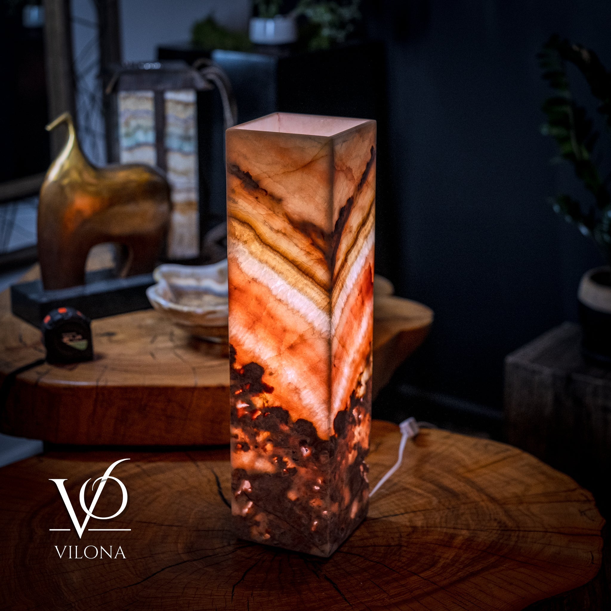 Razzberry Rosa Onyx Lamp (Crystal Table Lamp #11)