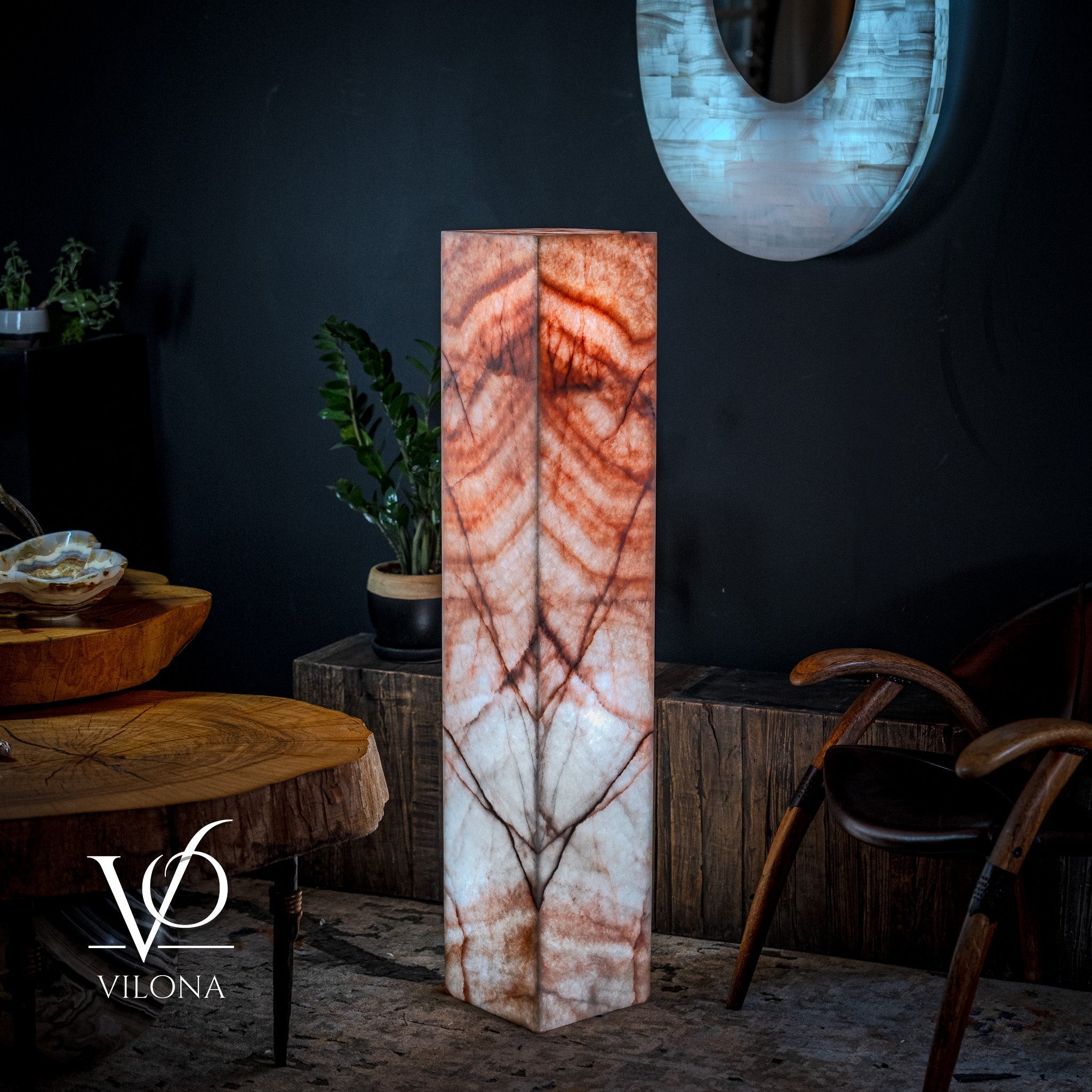 Rosa Onyx Floor Lamp - Medium - 51.5"H x 10"W - Square - #6