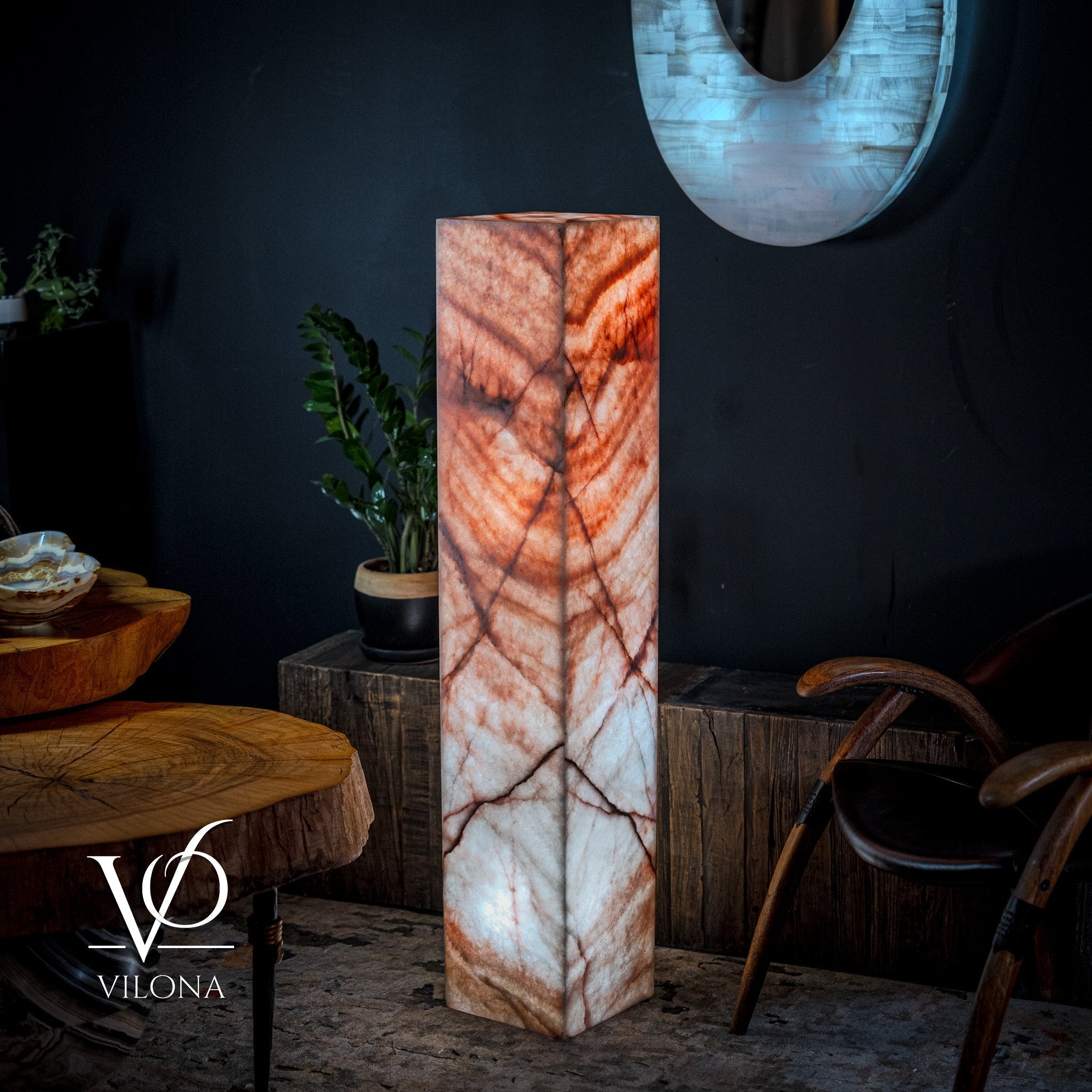 Rosa Onyx Floor Lamp - Medium - 51.5"H x 10"W - Square - #6