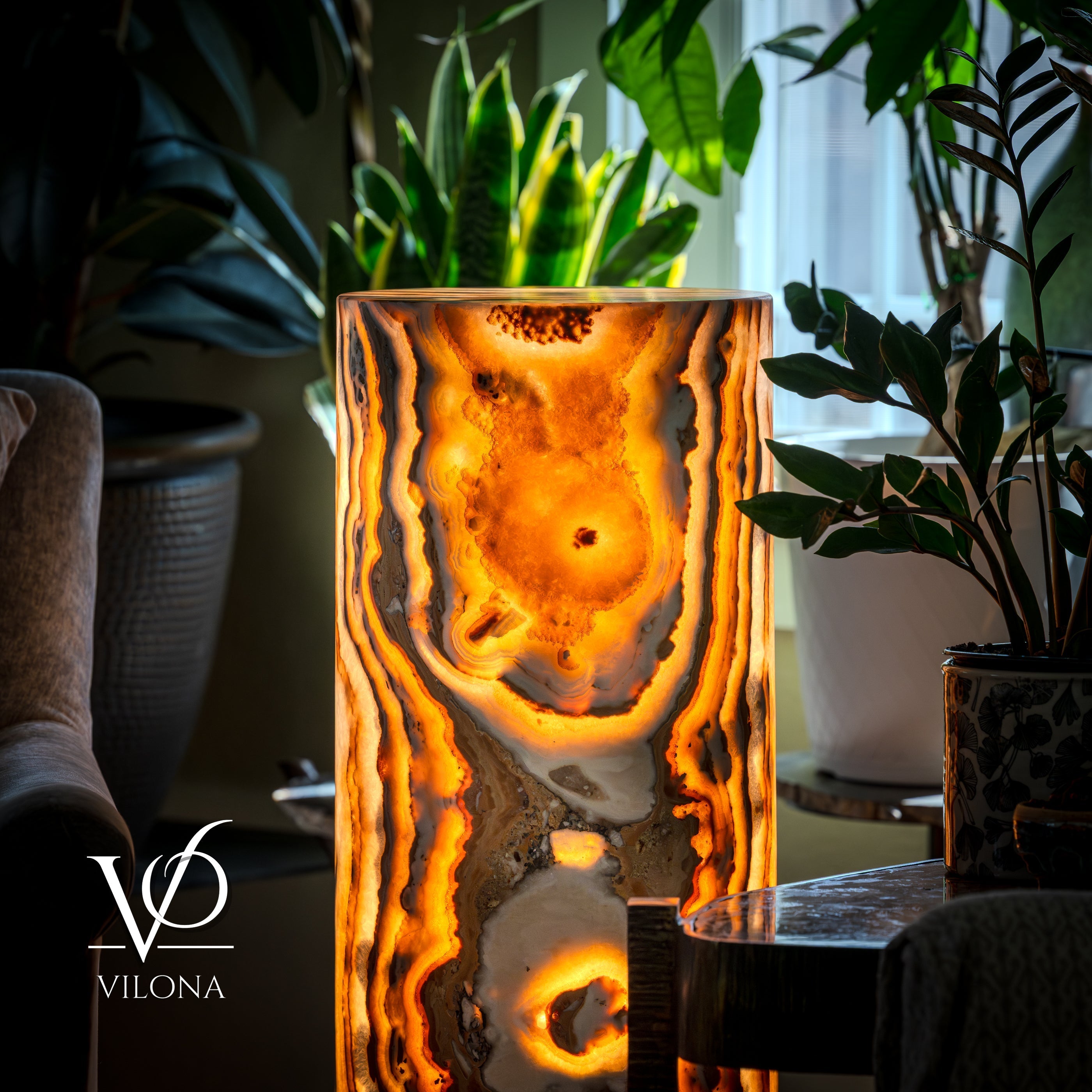 Sahara Onyx Floor Lamp - Small - 39.75"H x 12"W - Cylinder #1