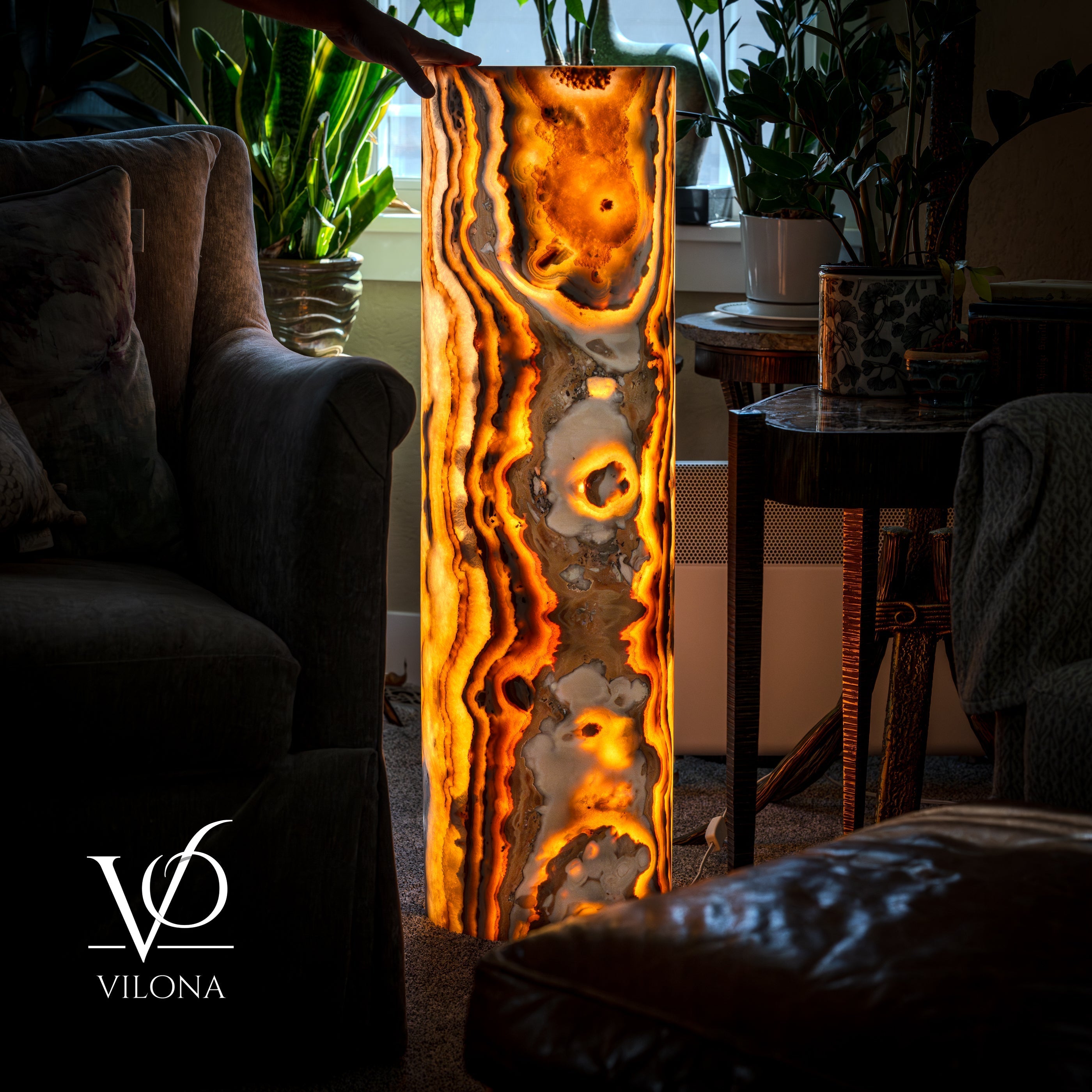 Sahara Onyx Floor Lamp - Small - 39.75"H x 12"W - Cylinder #1