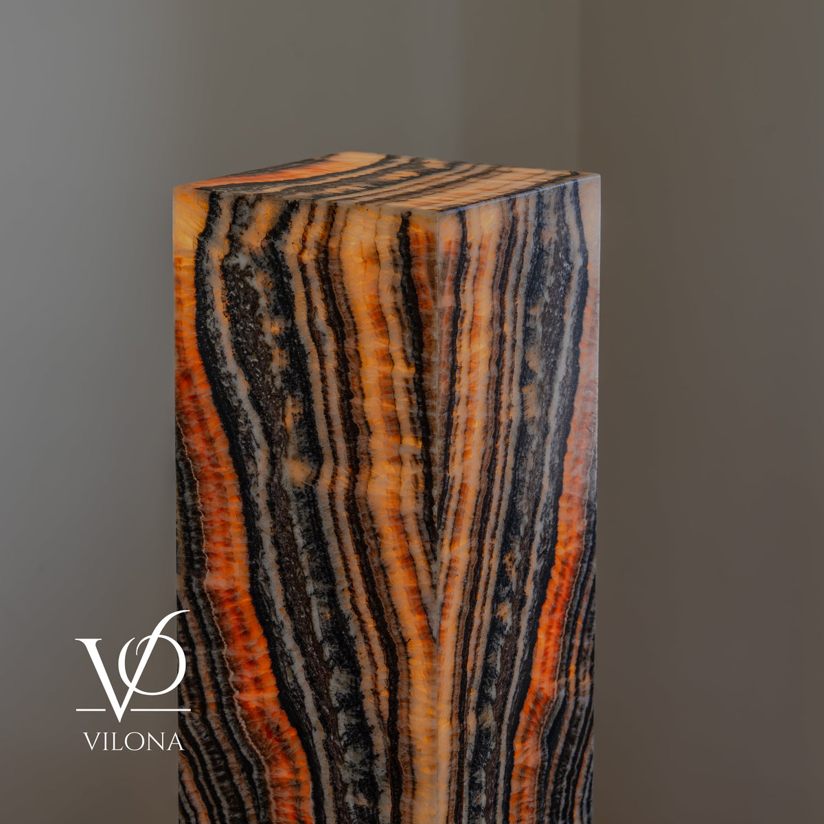 Tangerine Onyx Floor Lamp – 51" Tall × 12" Square #4