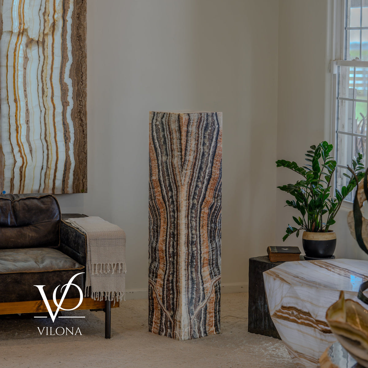 Tangerine Onyx Floor Lamp – 51" Tall × 12" Square #4